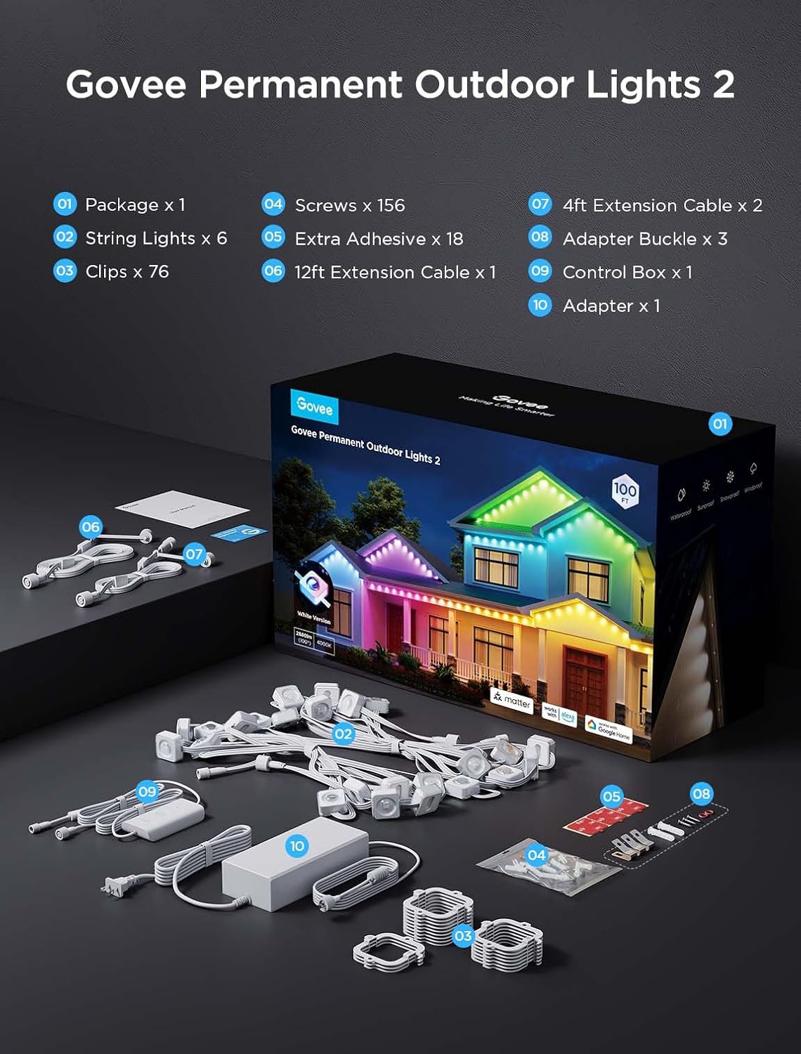 Govee Permanent RGBIC Smart Outdoor Lights Review: 100ft, Waterproof for Xmas - Image 3