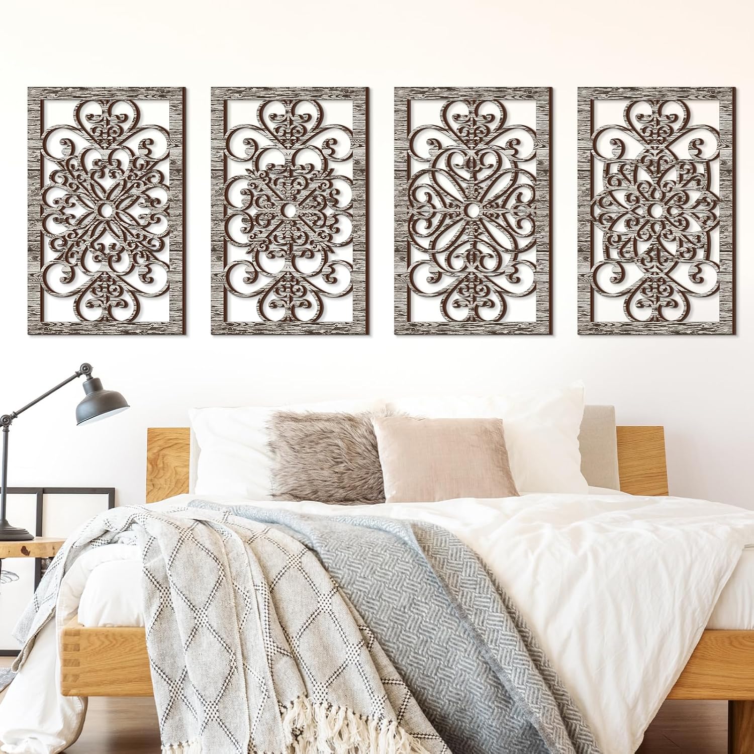 4-Pc Thick Wooden Hollow Carved Modern Farmhouse Wall Art for Any Room - Image 6