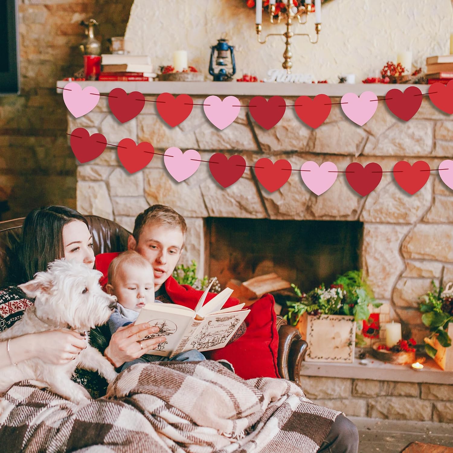 40-Pack Valentine's Decor: Heart Garland, Banners & Party Favors - Image 5