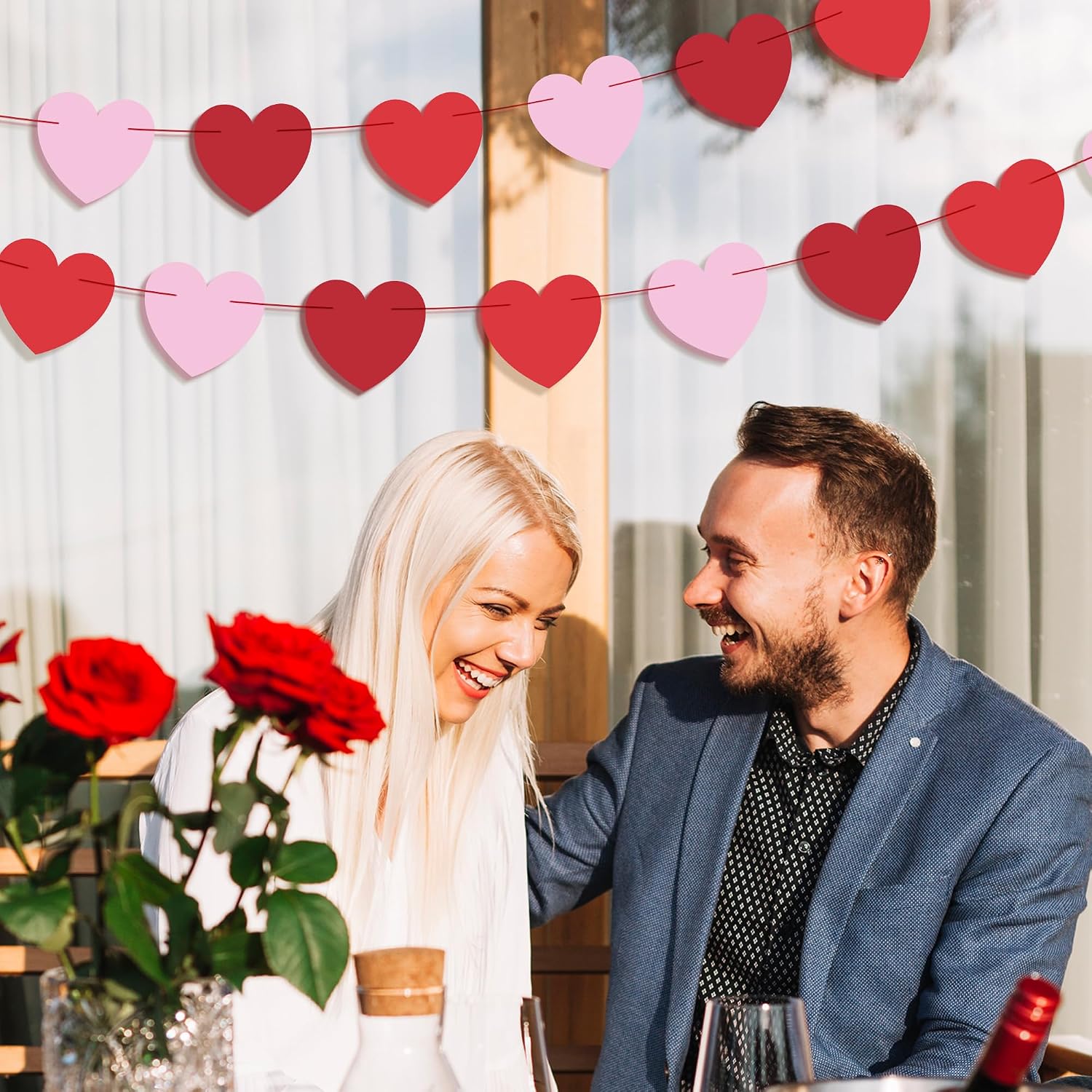 40-Pack Valentine's Decor: Heart Garland, Banners & Party Favors - Image 6