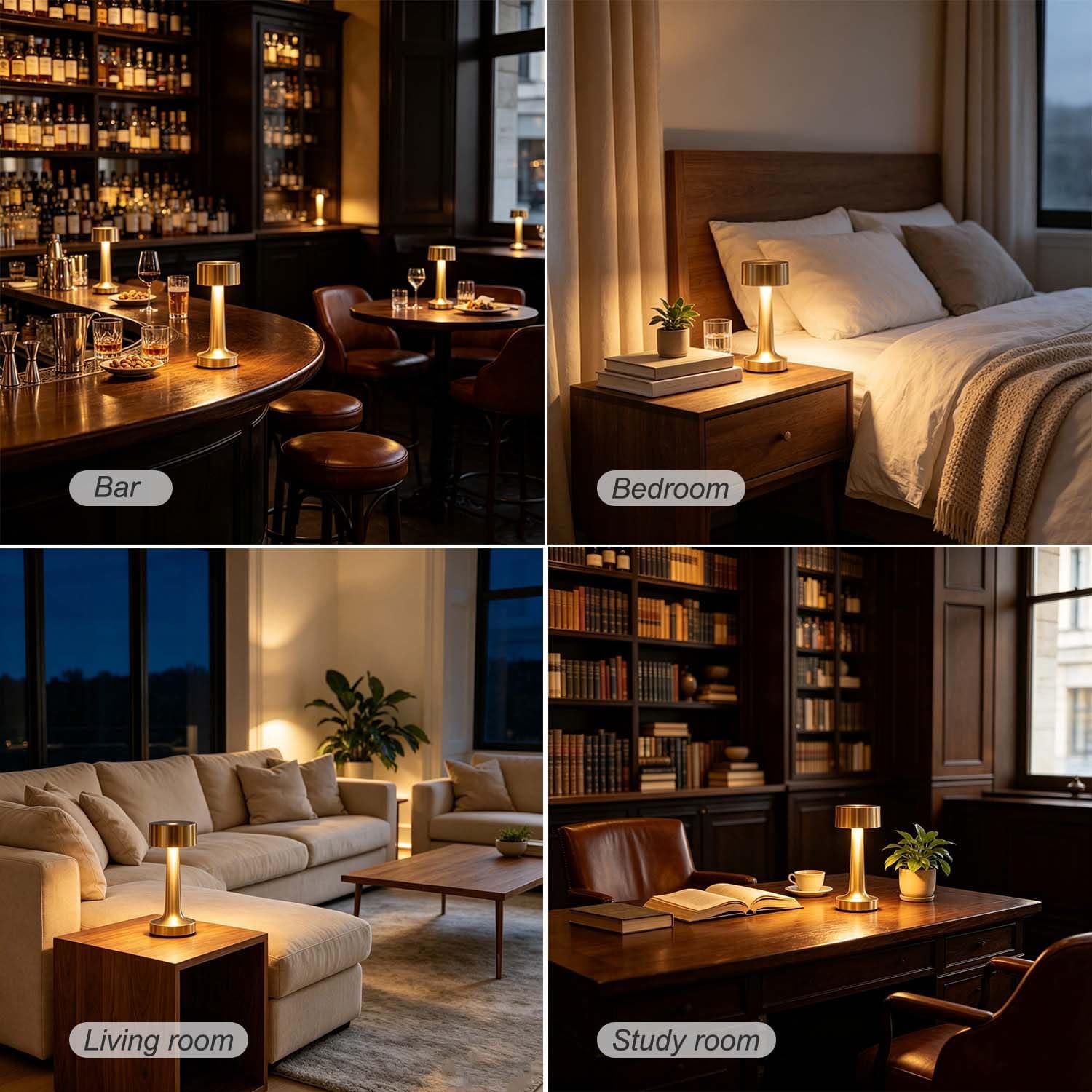 Versatile Golden LED Lamp: Portable, Rechargeable, 3 Brightness/3 Color Touch Control - Image 5