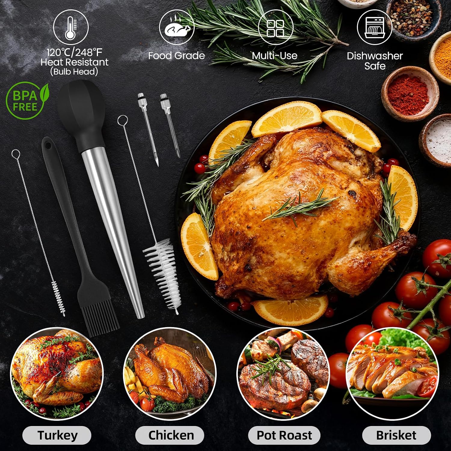SCHVUBENR Heavy Duty Stainless Turkey Baster Set Review for Holiday Meals - Image 3