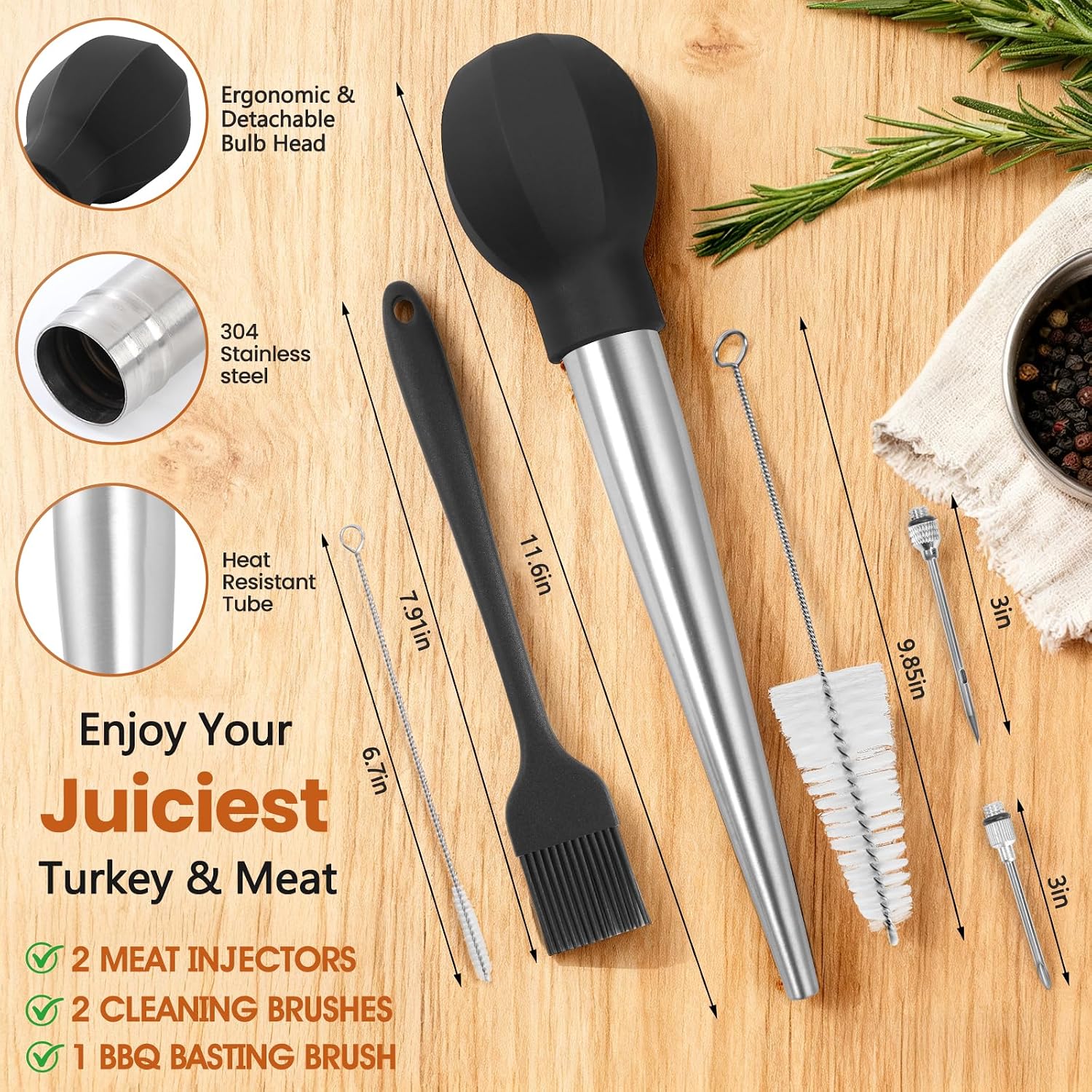 SCHVUBENR Heavy Duty Stainless Turkey Baster Set Review for Holiday Meals - Image 4