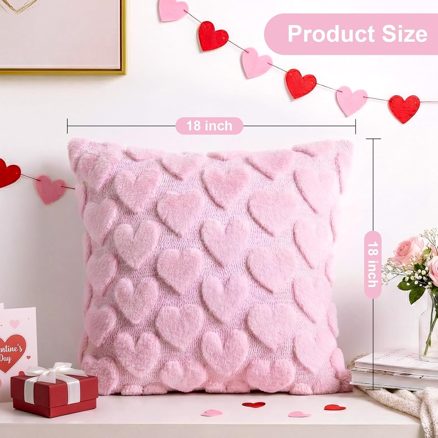 Pink Faux Fur Heart Valentine's Decor Pillow Covers (2-Pack) Review - Image 3