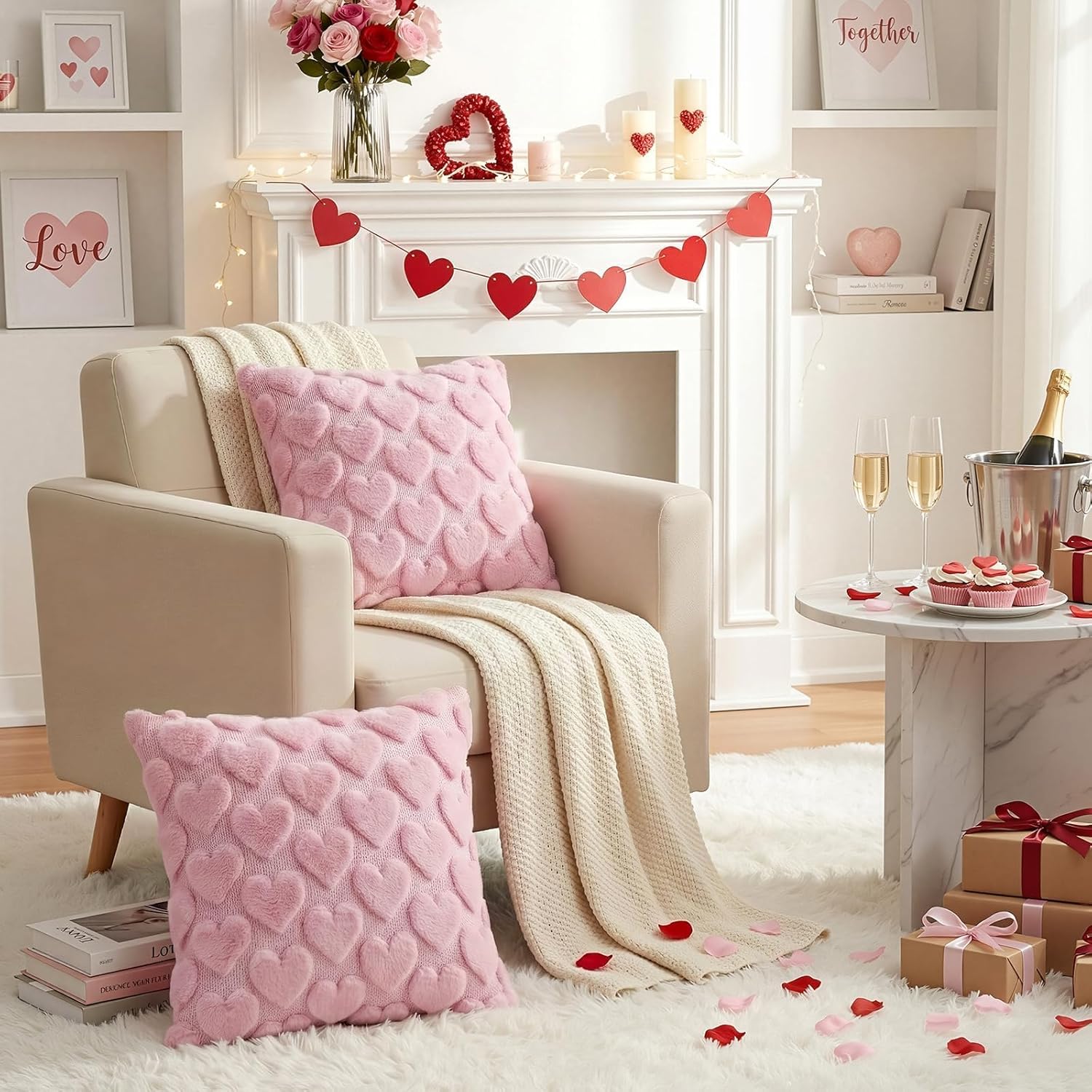 Pink Faux Fur Heart Valentine's Decor Pillow Covers (2-Pack) Review - Image 6
