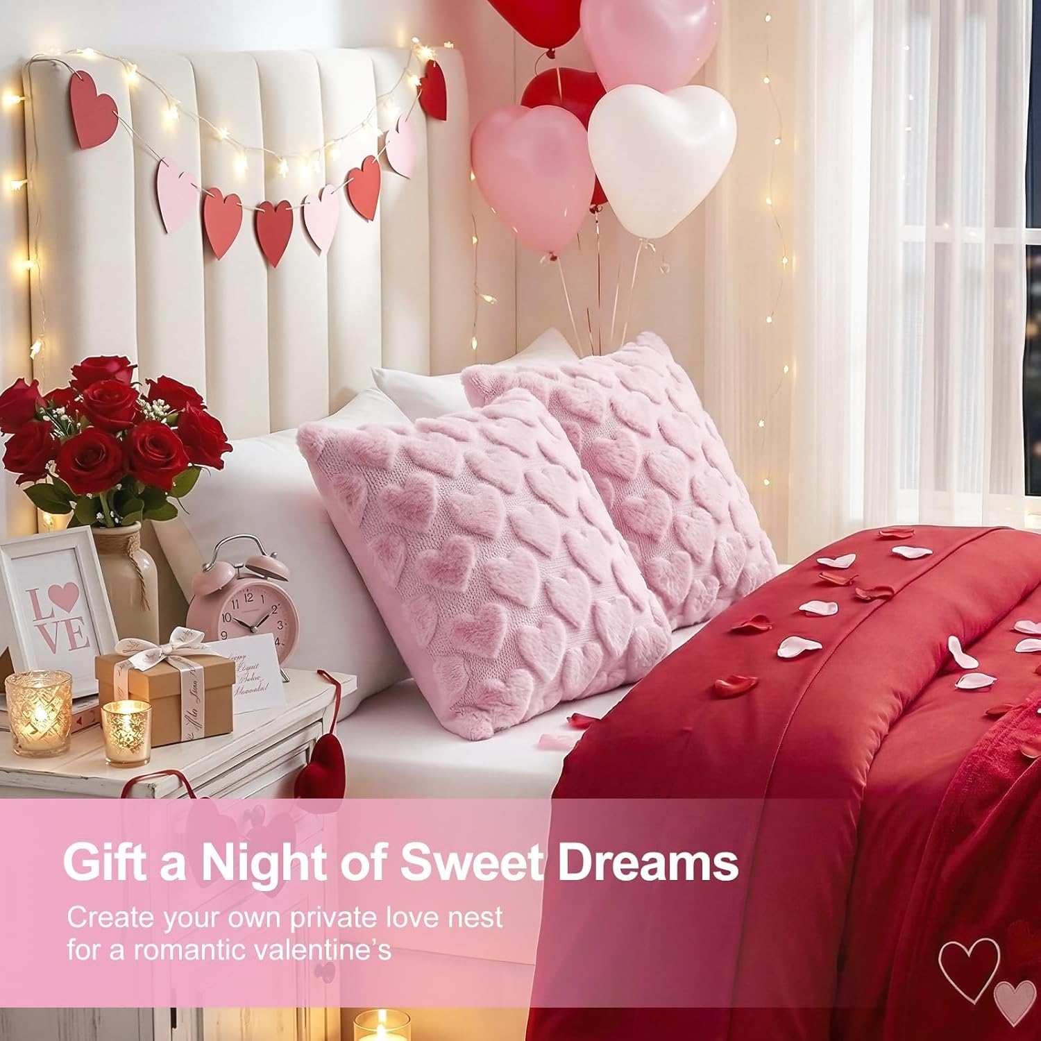 Pink Faux Fur Heart Valentine's Decor Pillow Covers (2-Pack) Review - Image 7