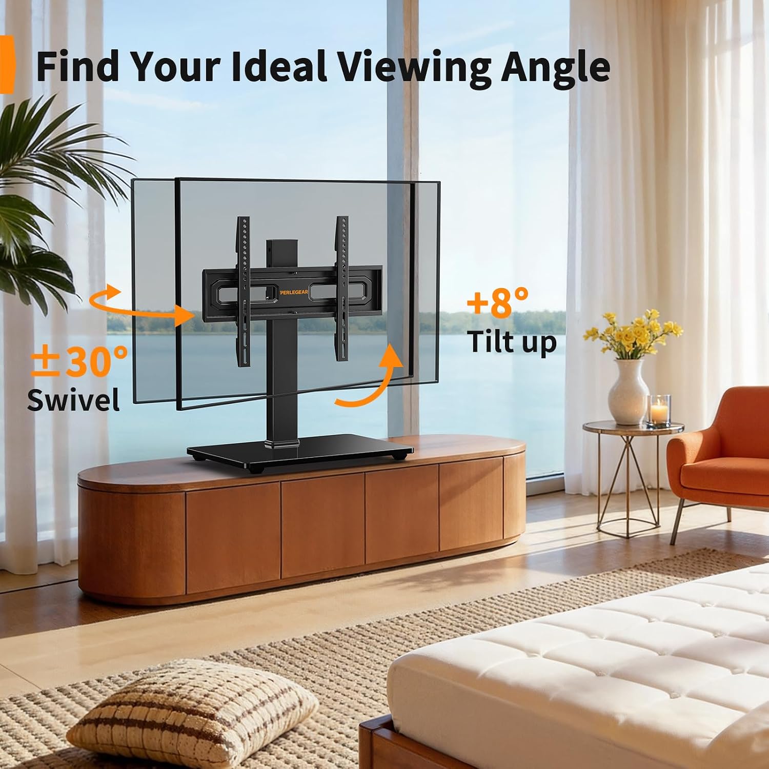 Perlegear Swivel TV Stand Review: Power, Tilt, Height for 32-72" TVs - Image 4