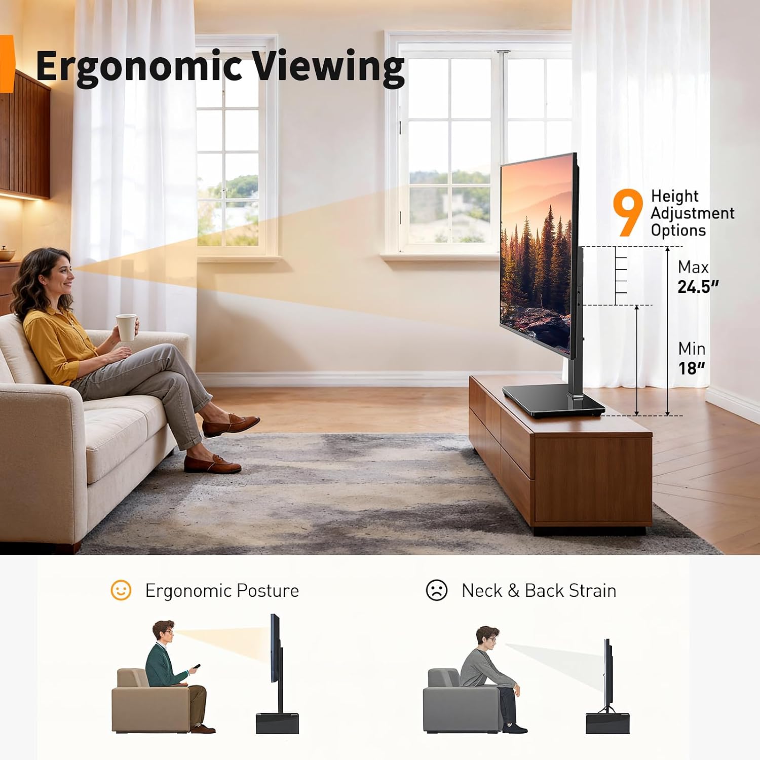 Perlegear Swivel TV Stand Review: Power, Tilt, Height for 32-72" TVs - Image 5
