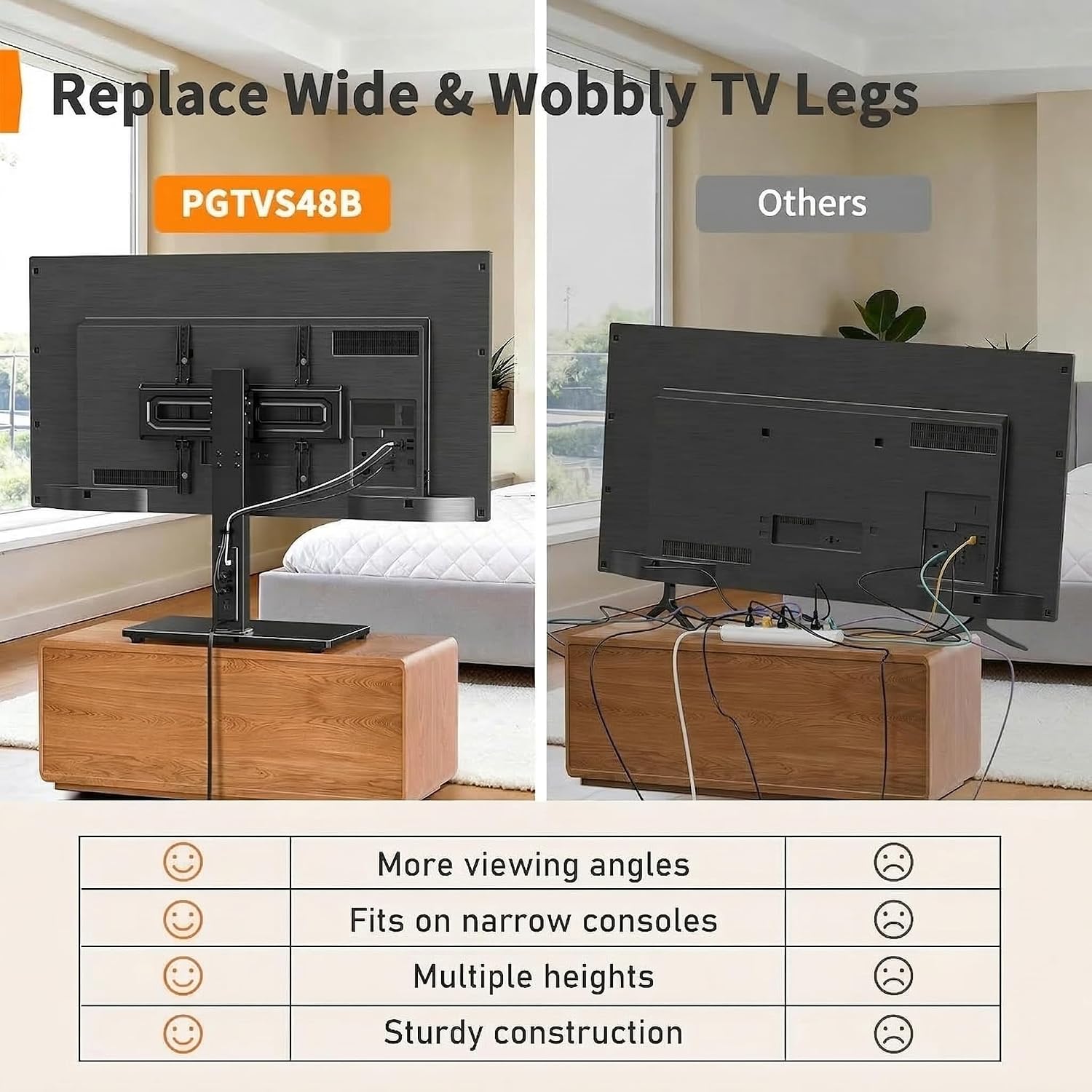 Perlegear Swivel TV Stand Review: Power, Tilt, Height for 32-72" TVs - Image 7