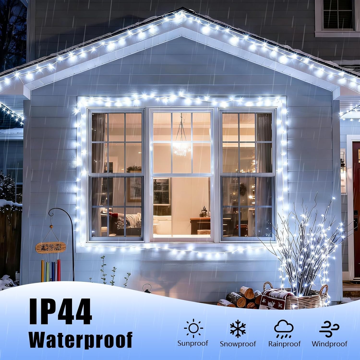 Battery LED White Christmas Fairy Lights 2-Pack, 8 Modes, Remote, Waterproof - Image 7