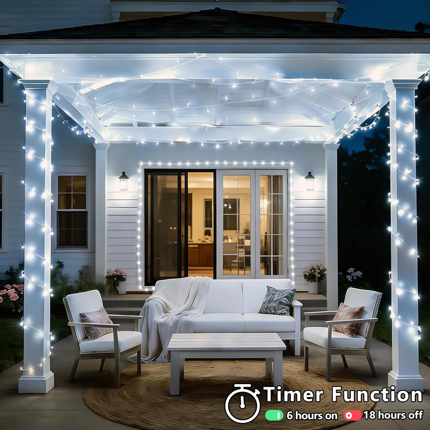 Battery LED White Christmas Fairy Lights 2-Pack, 8 Modes, Remote, Waterproof - Image 8