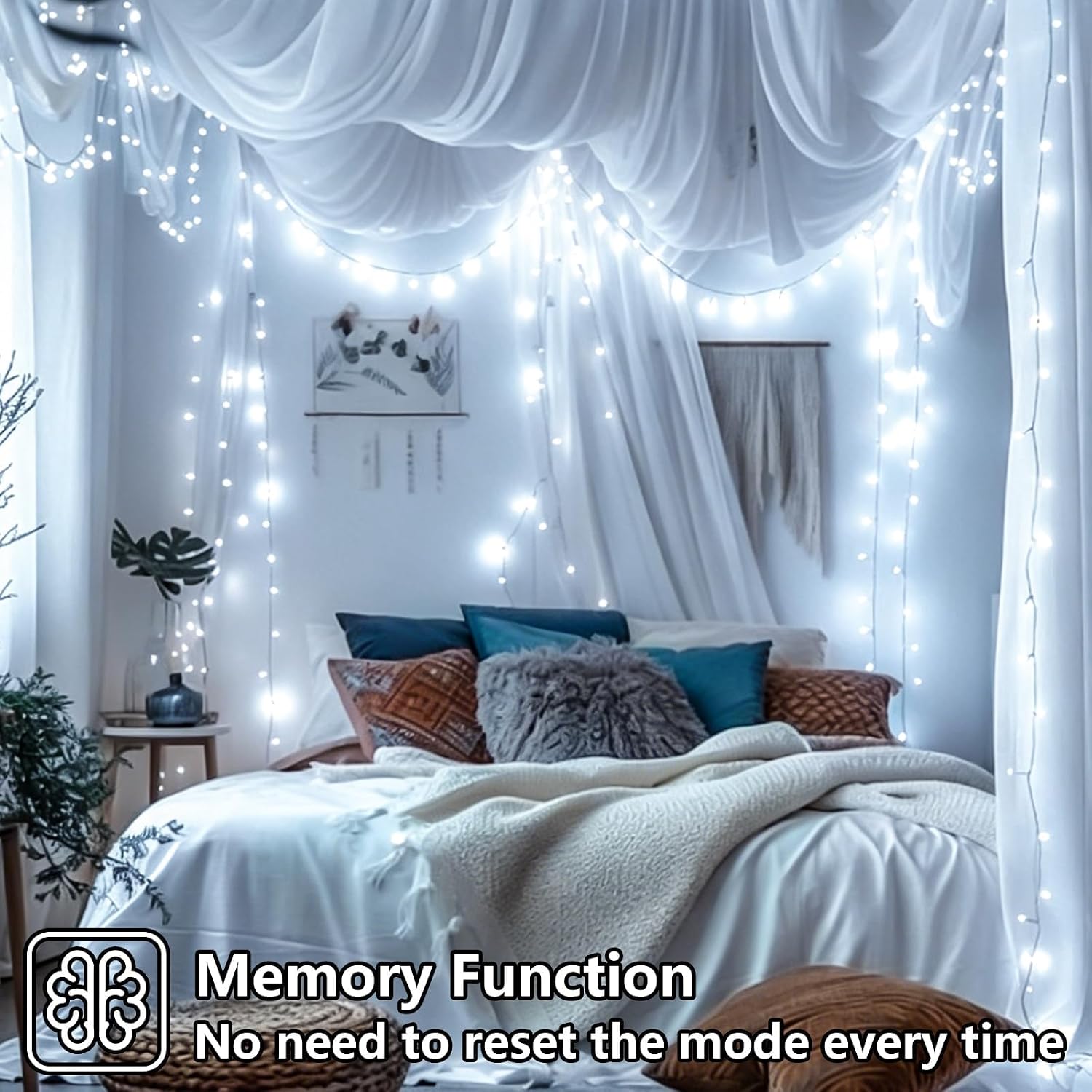 Battery LED White Christmas Fairy Lights 2-Pack, 8 Modes, Remote, Waterproof - Image 9