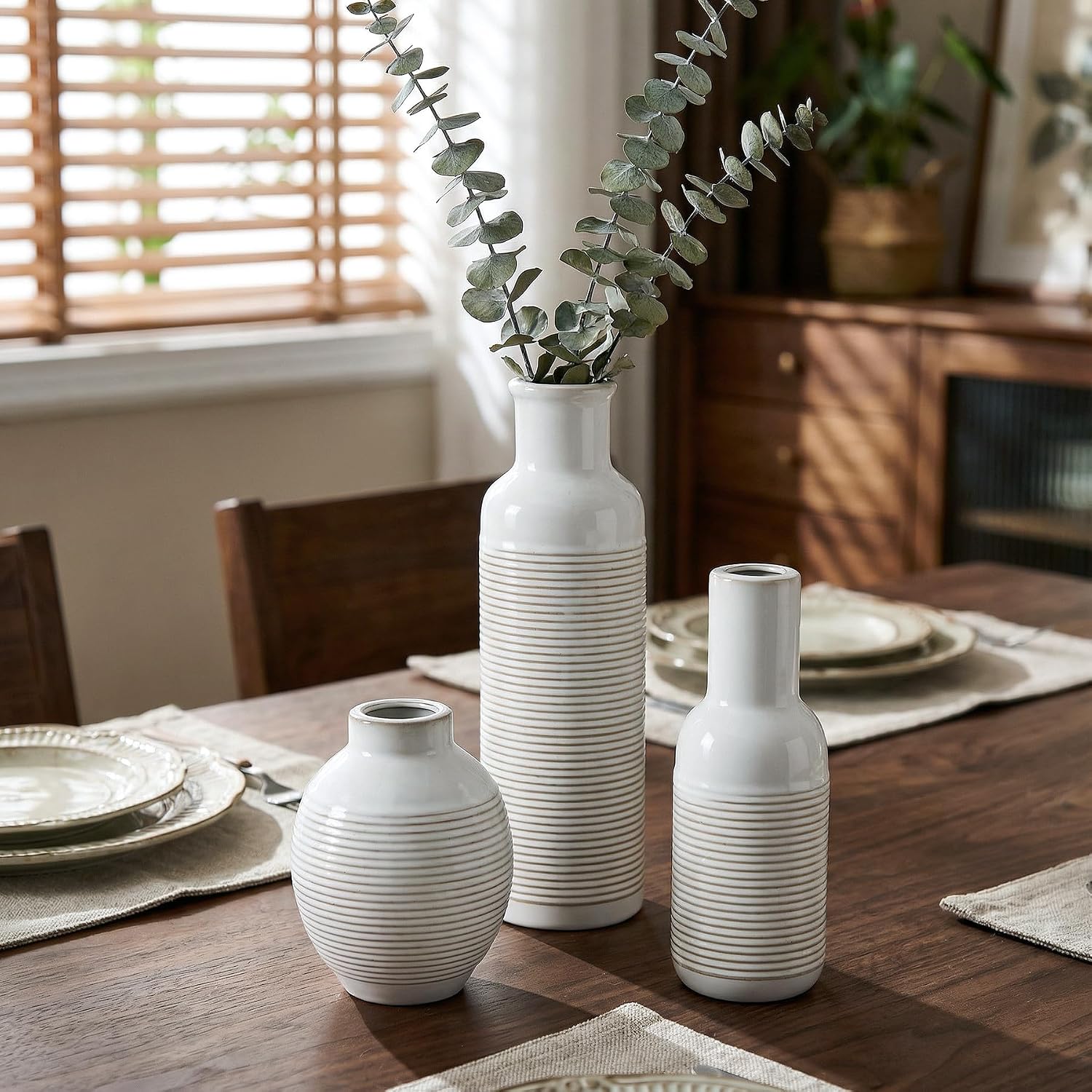 Modern Farmhouse Deals Review: 3 White Ceramic Vases for Decor - Image 3
