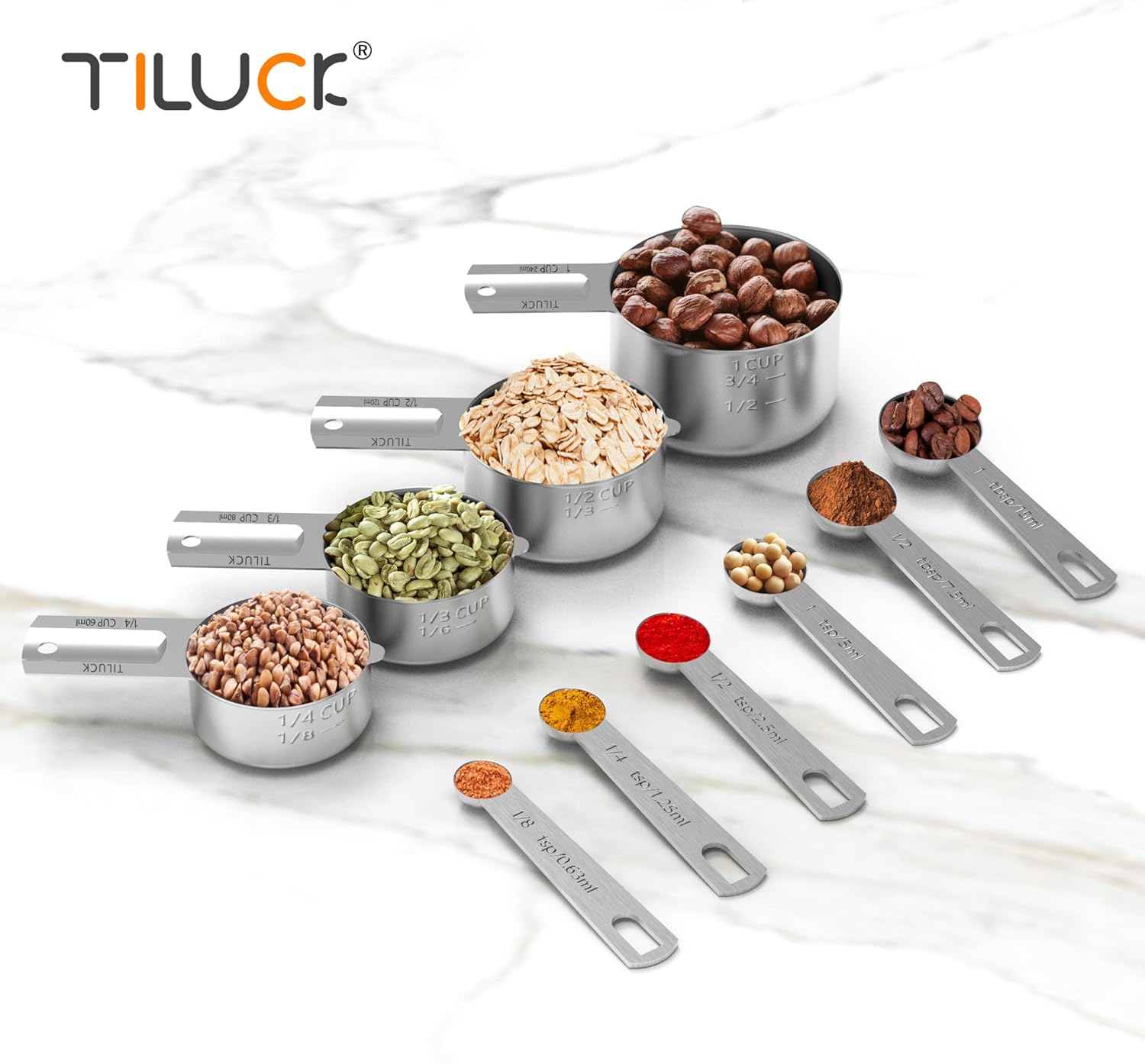 Nesting Stainless Steel Measure Set: Cups & Spoons for Kitchen Cooking & Baking - Image 3