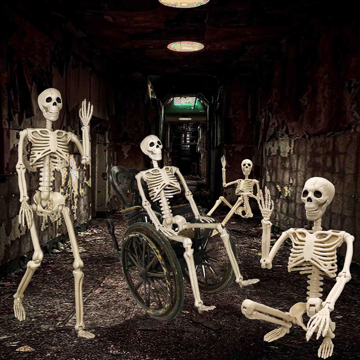 2-Pack 3ft Posable Plastic Skeletons for Halloween Decor - Image 4
