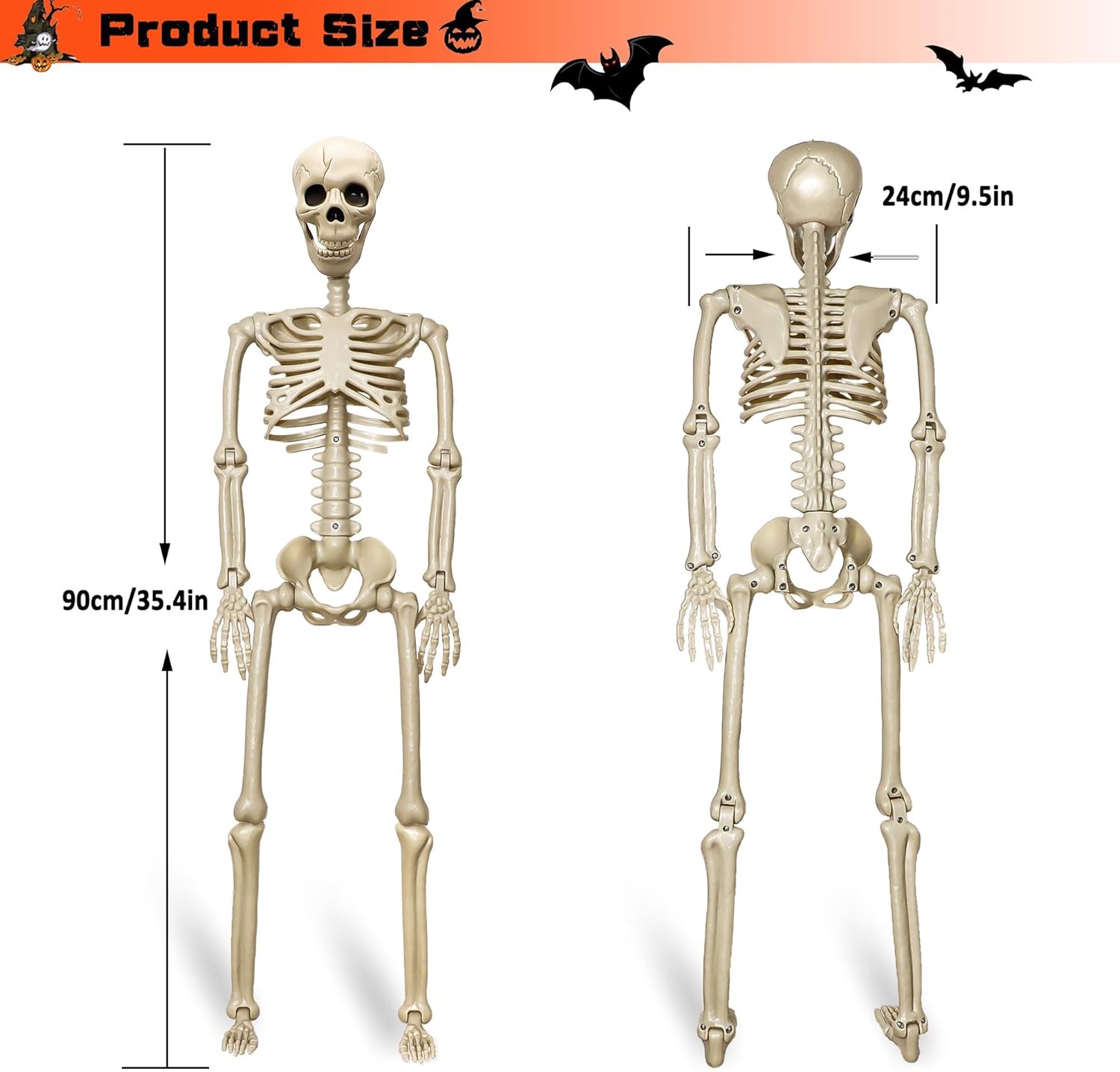 2-Pack 3ft Posable Plastic Skeletons for Halloween Decor - Image 6