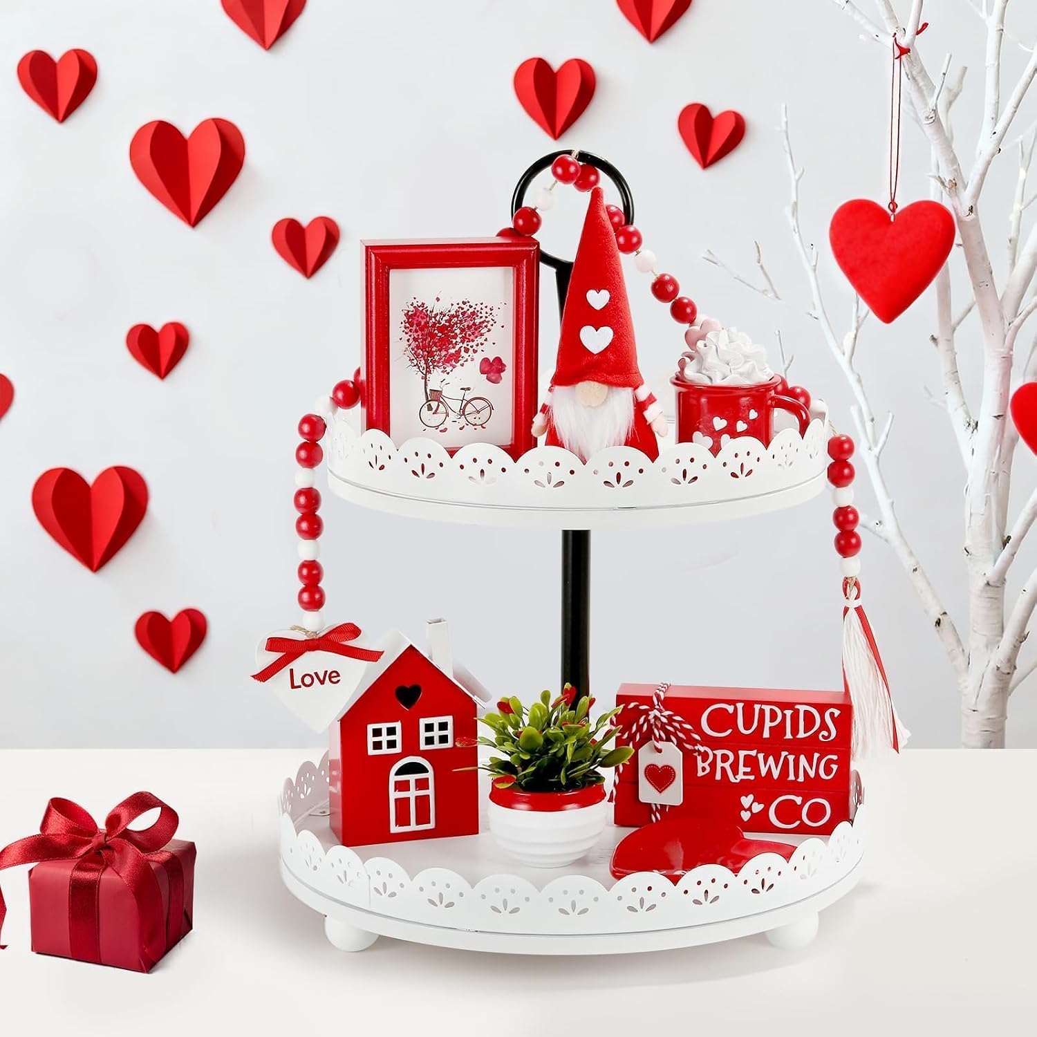 Valentine's Day Tiered Tray & Table Decor Set - Home/Office - Image 2