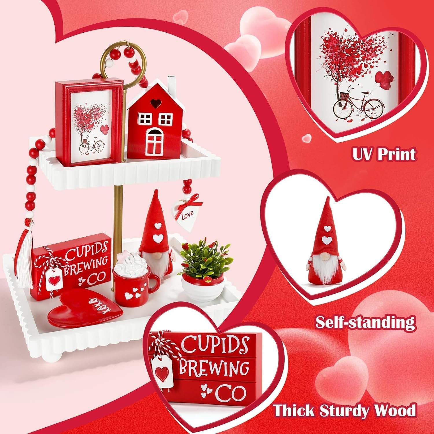Valentine's Day Tiered Tray & Table Decor Set - Home/Office - Image 3