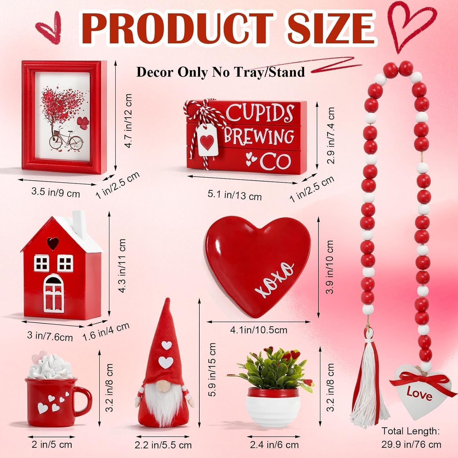 Valentine's Day Tiered Tray & Table Decor Set - Home/Office - Image 4