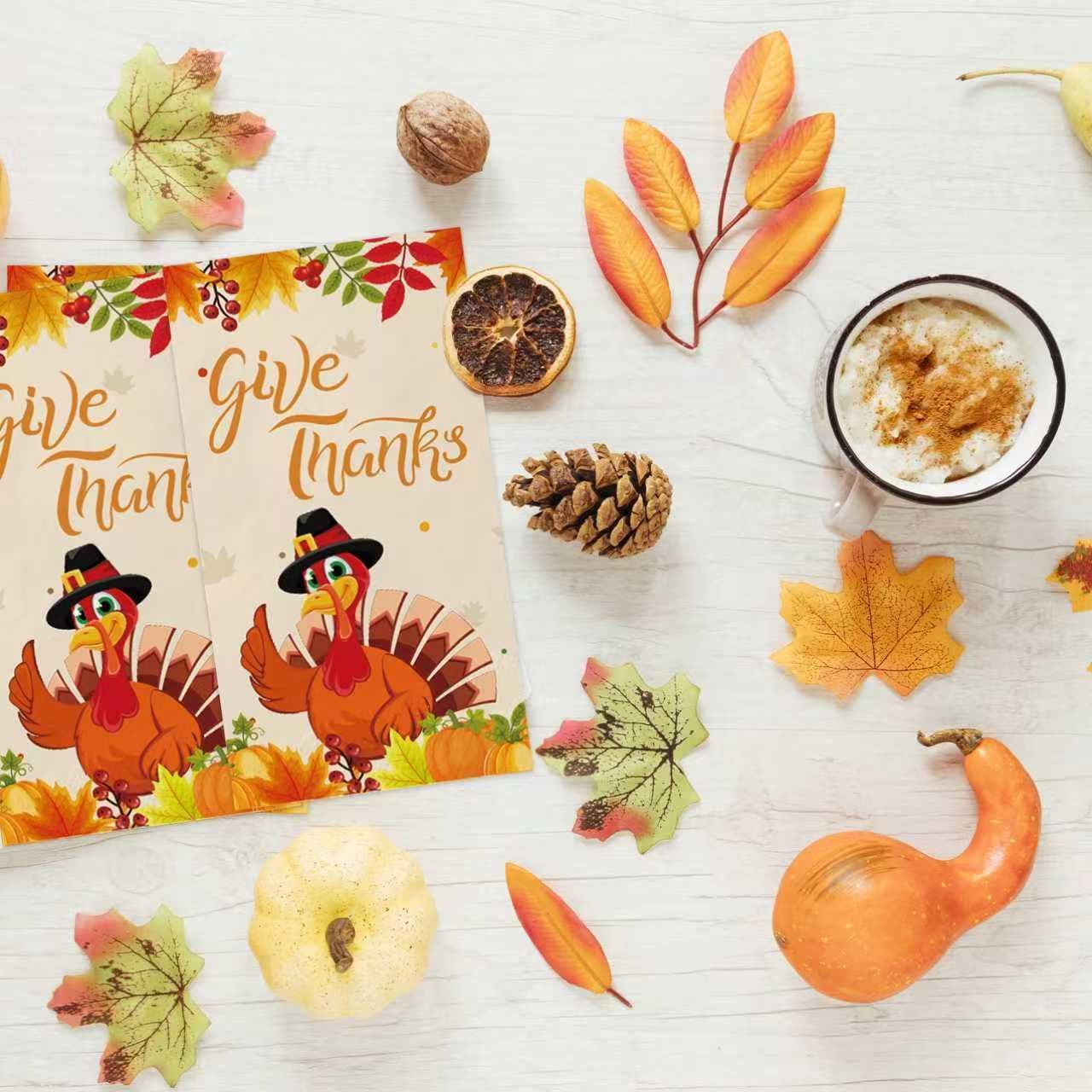 80-Count Fall Turkey Paper Napkins - Disposable Thanksgiving Decor - Image 3