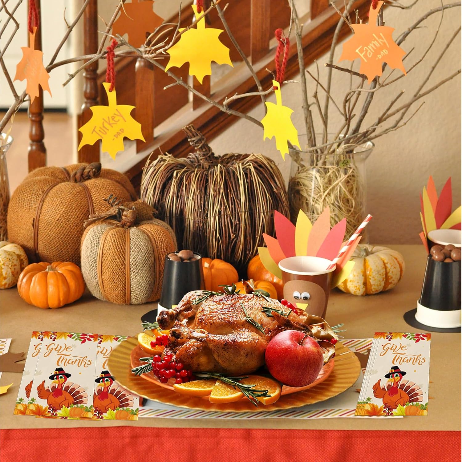80-Count Fall Turkey Paper Napkins - Disposable Thanksgiving Decor - Image 4