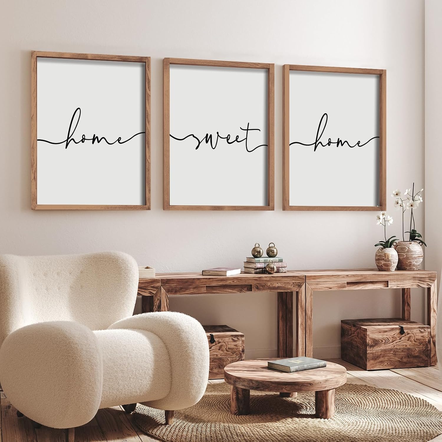 Modern Farmhouse 3-Pc Framed "Home Sweet Home" Bedroom Wall Art - Image 2