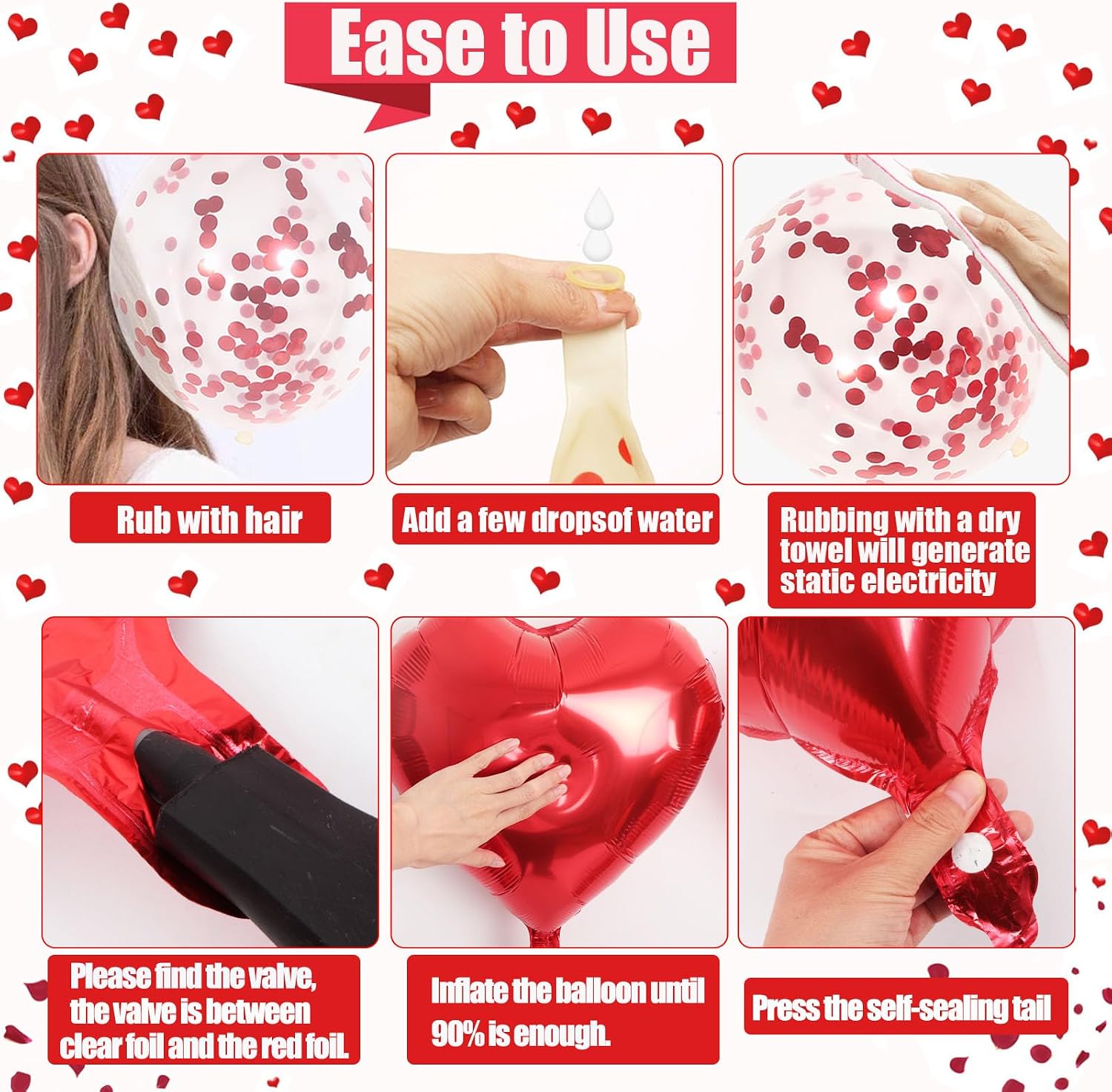 Romantic Valentine Decor Set: "I Love You" Balloons, Red Hearts, Petals. - Image 8