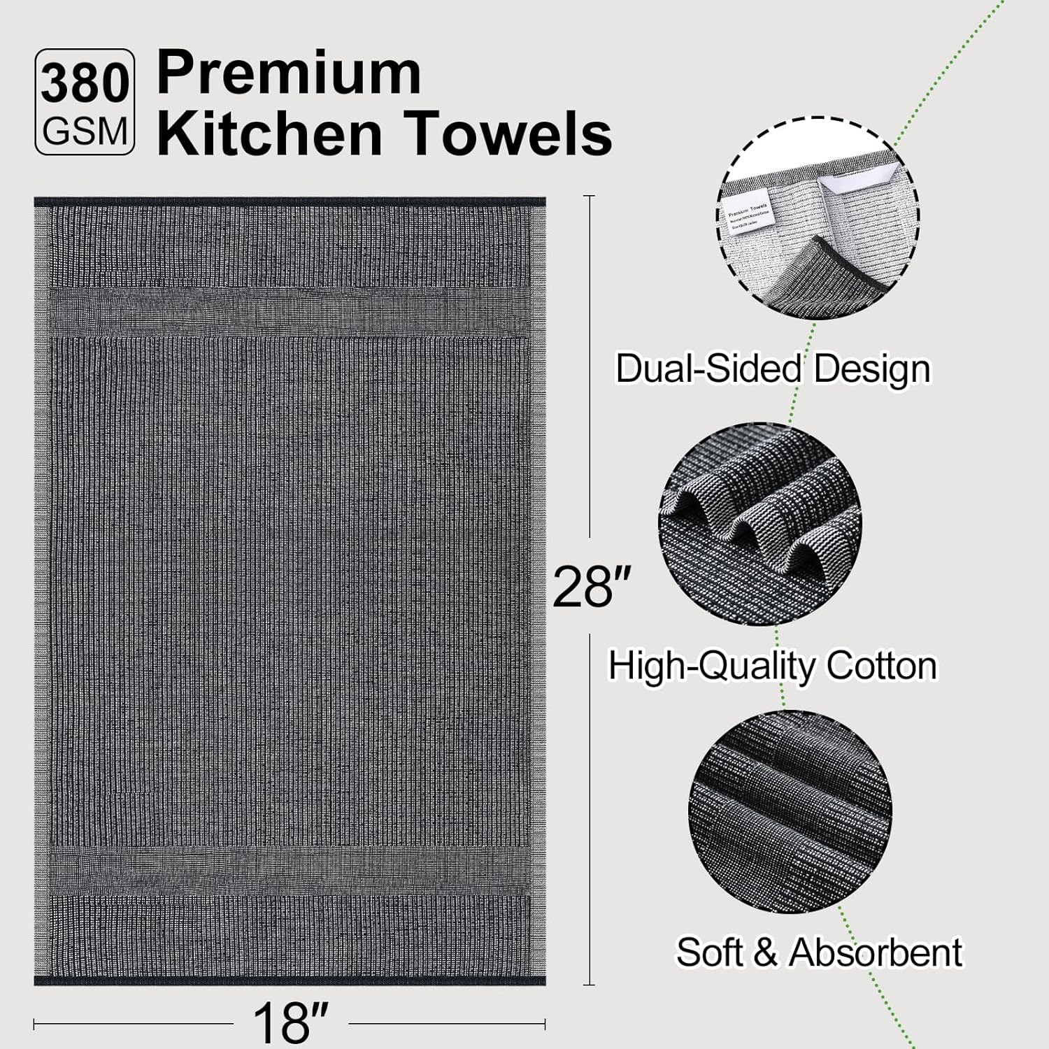 Mordimy Premium Large Black Kitchen Towels 6-Pack Review: Super Absorbent. - Image 2