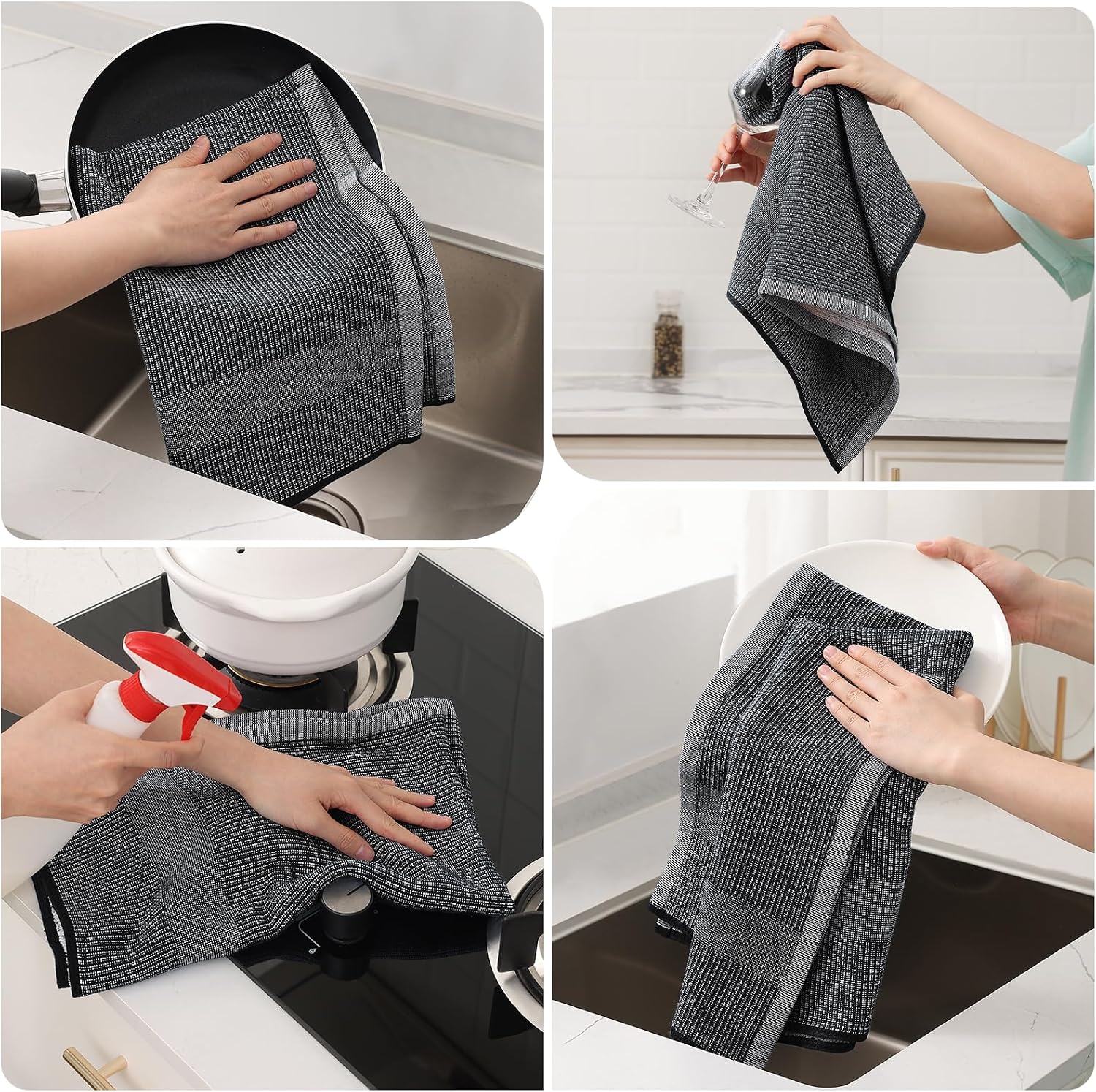 Mordimy Premium Large Black Kitchen Towels 6-Pack Review: Super Absorbent. - Image 6