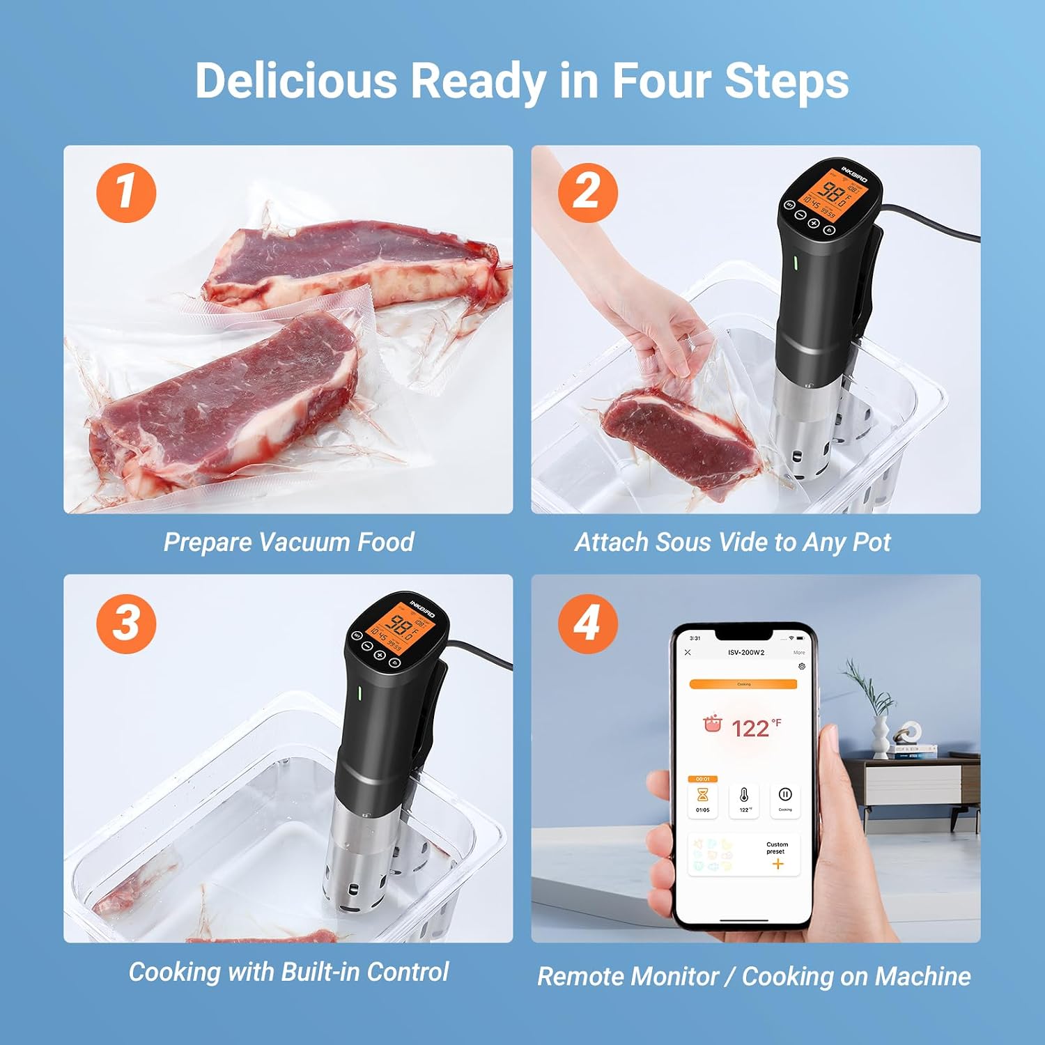 INKBIRD WiFi Sous Vide Cooker & Sealer Bundle Review - 1000W, 14 Recipes - Image 5