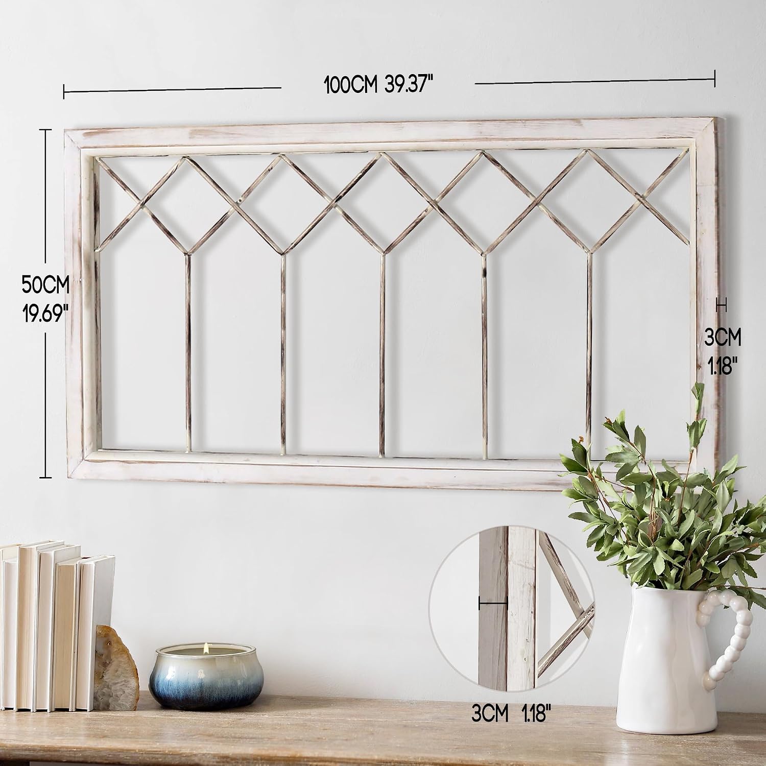 Distressed White Farmhouse Window Frame Wall Decor - Image 2