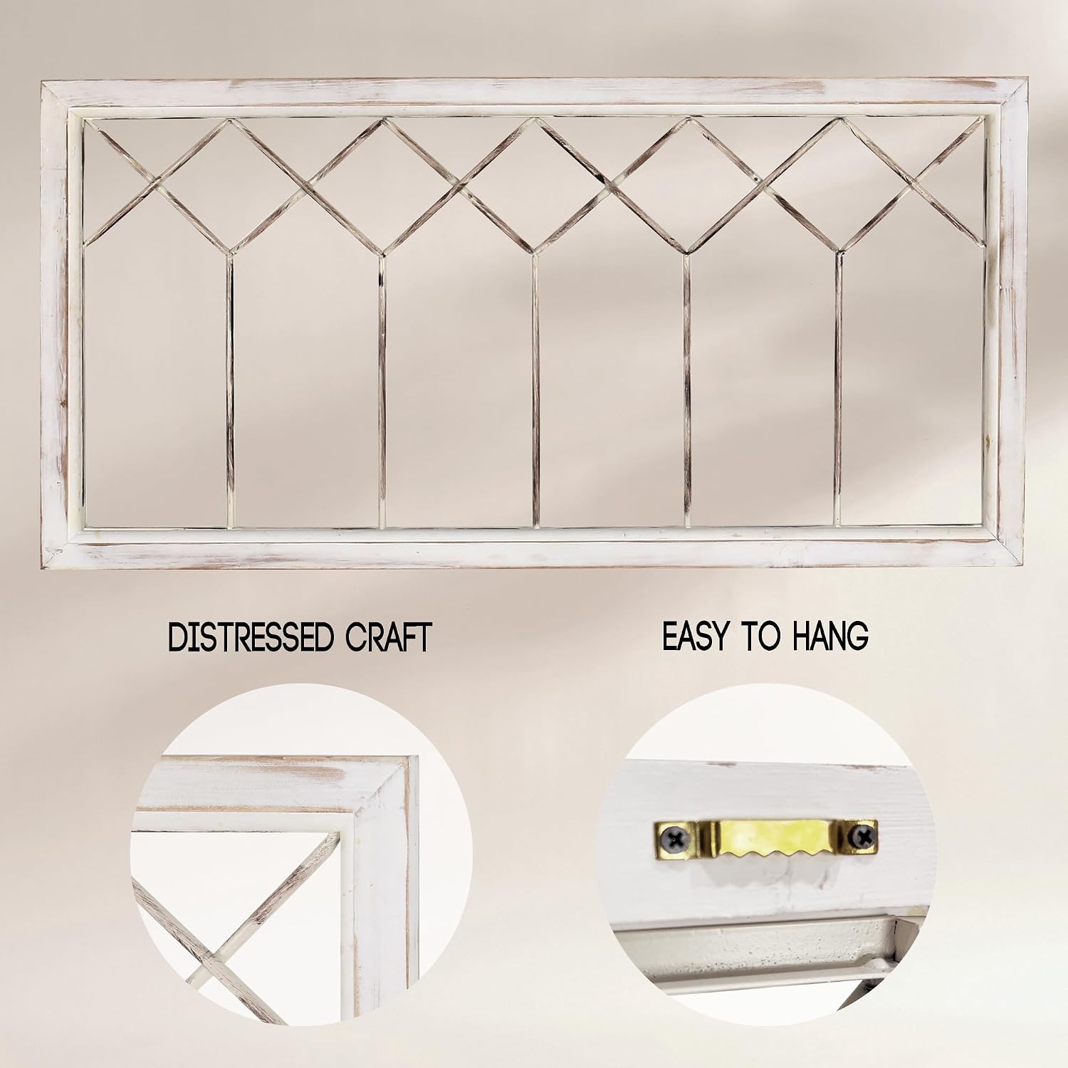 Distressed White Farmhouse Window Frame Wall Decor - Image 3