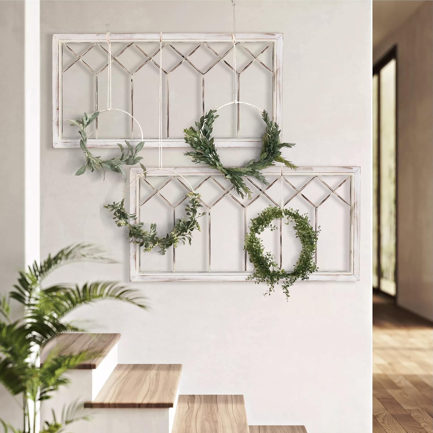 Distressed White Farmhouse Window Frame Wall Decor - Image 7