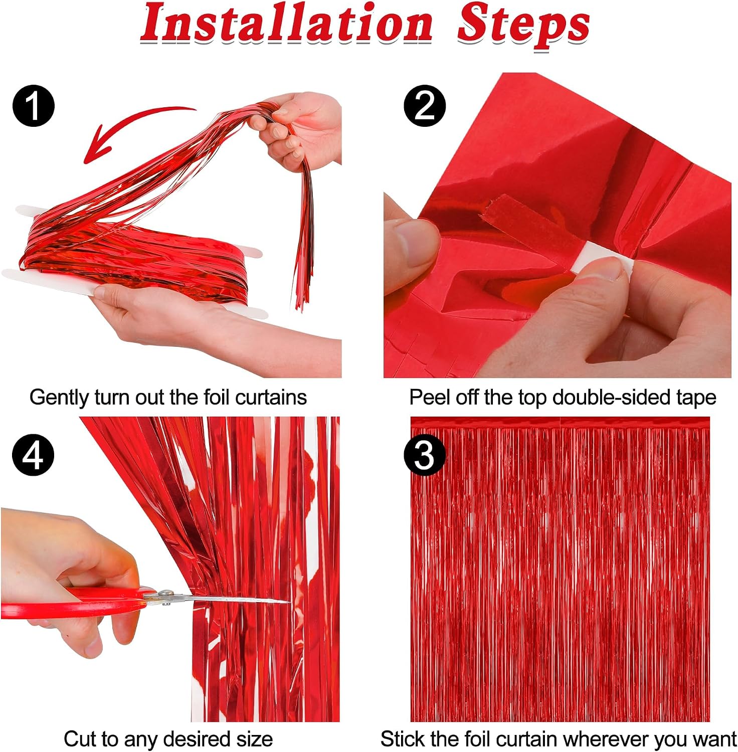 ZATAYE 2-Pack Red Foil Curtain Backdrop (Birthday, Valentine's, Xmas) Review - Image 3