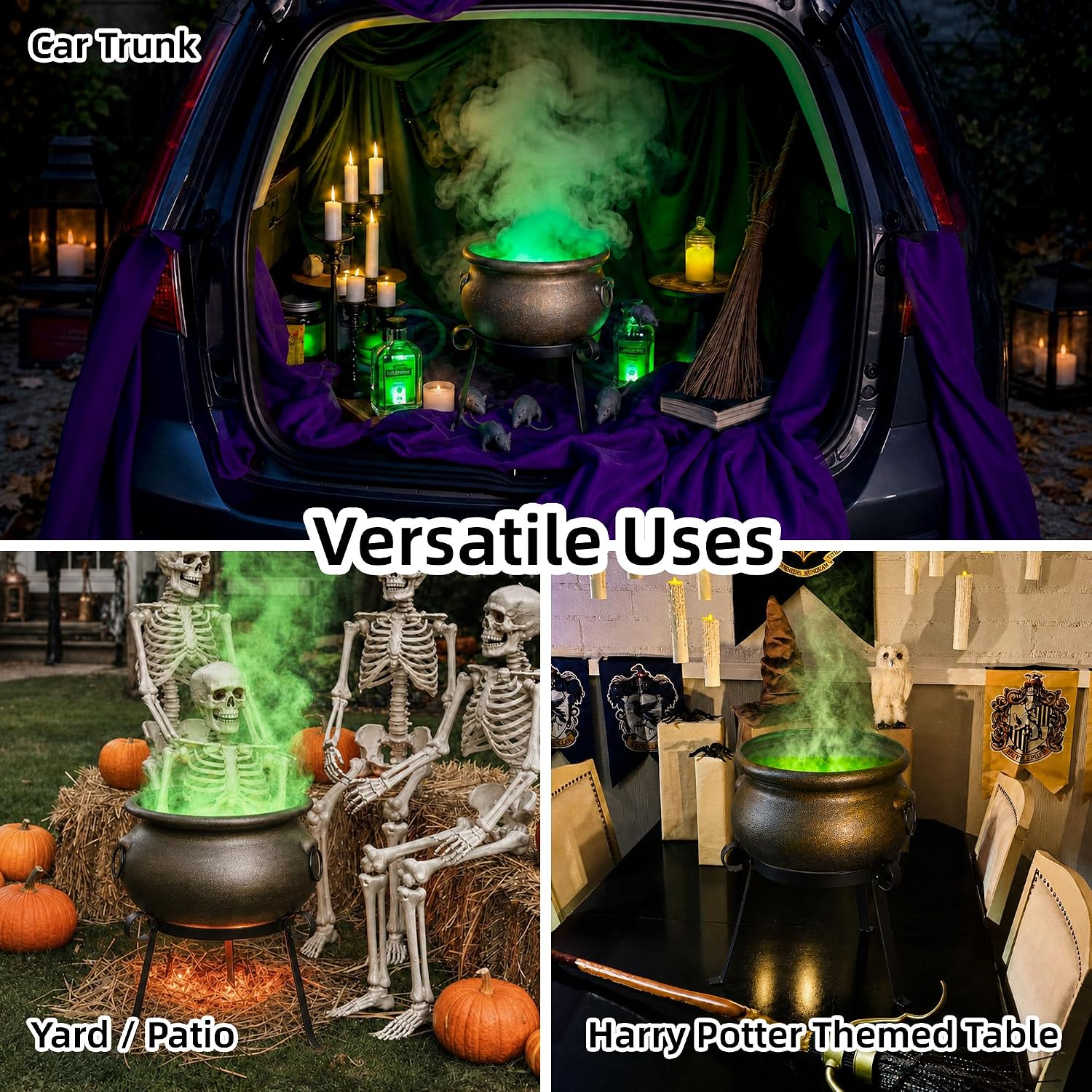 Weatherproof Outdoor Witch Cauldron Stand & Green Light Decor (63 chars) - Image 4