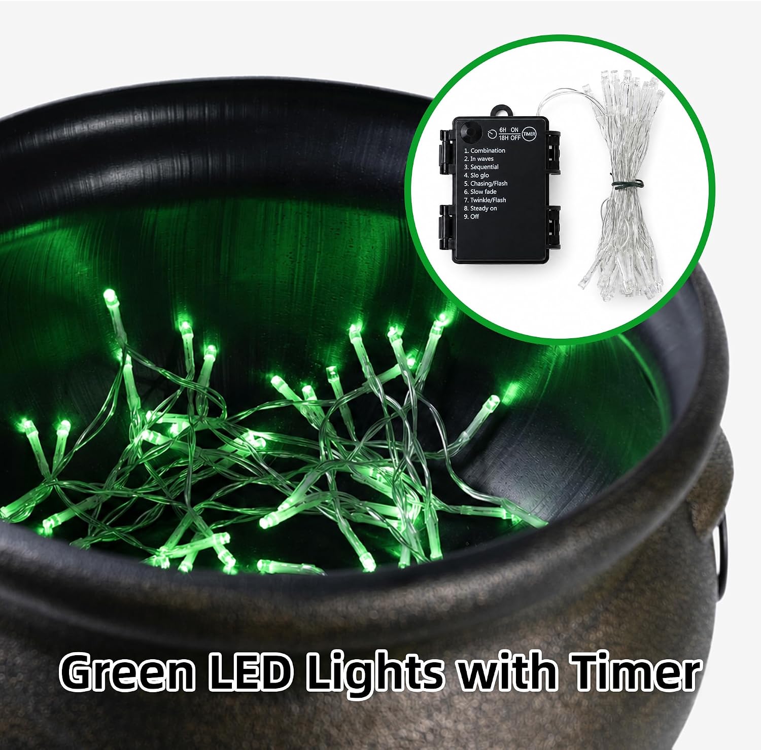 Weatherproof Outdoor Witch Cauldron Stand & Green Light Decor (63 chars) - Image 5