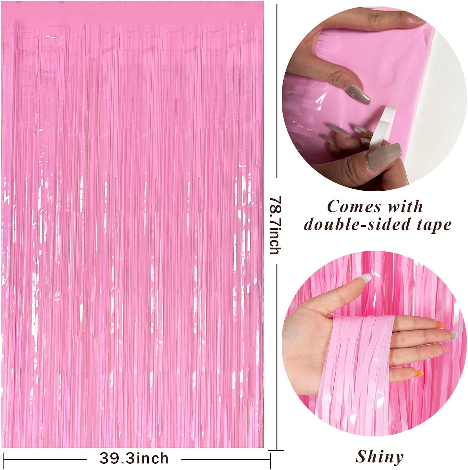 Pastel Pink Tinsel Fringe Backdrop: Birthday, Valentine's, Showers - Image 2