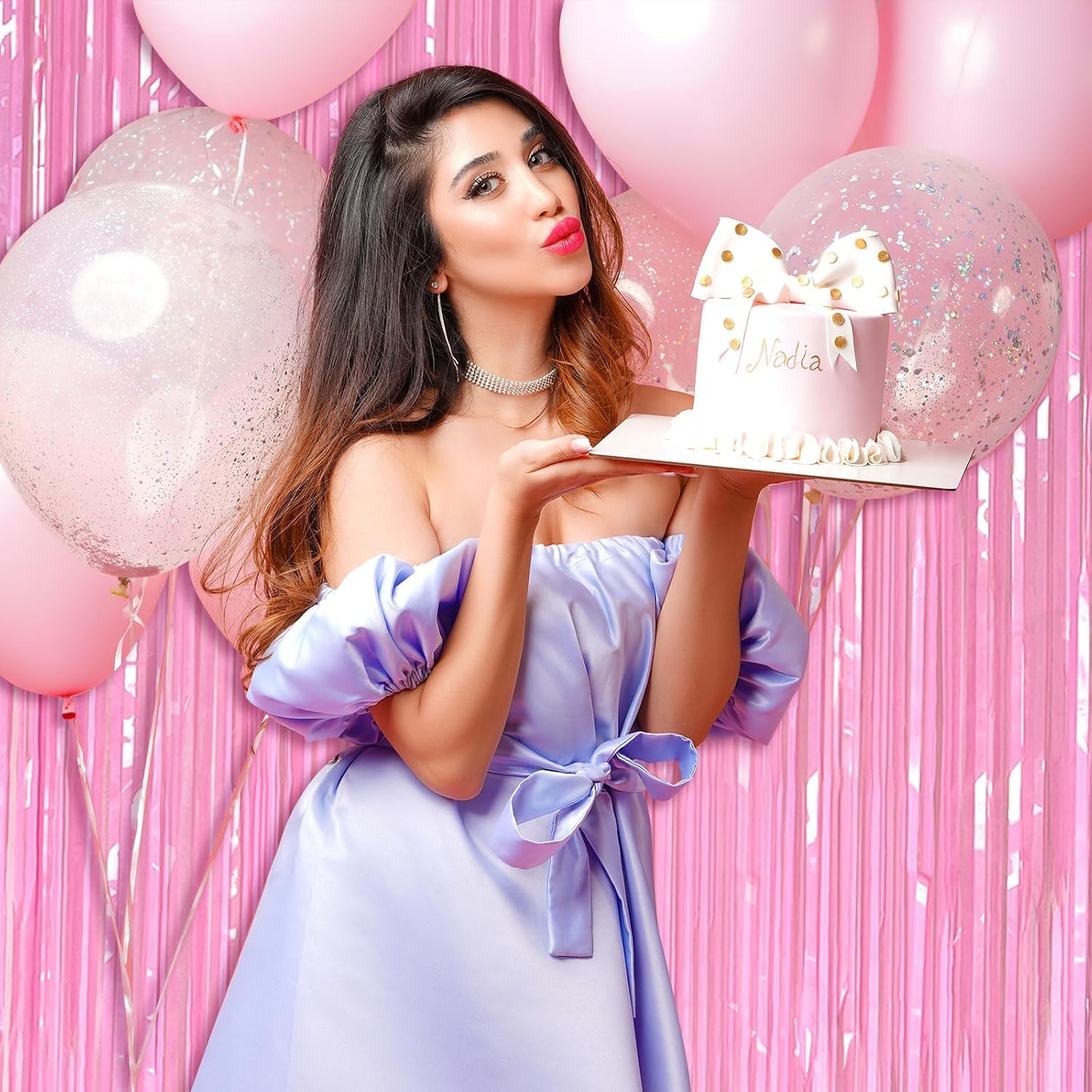 Pastel Pink Tinsel Fringe Backdrop: Birthday, Valentine's, Showers - Image 3