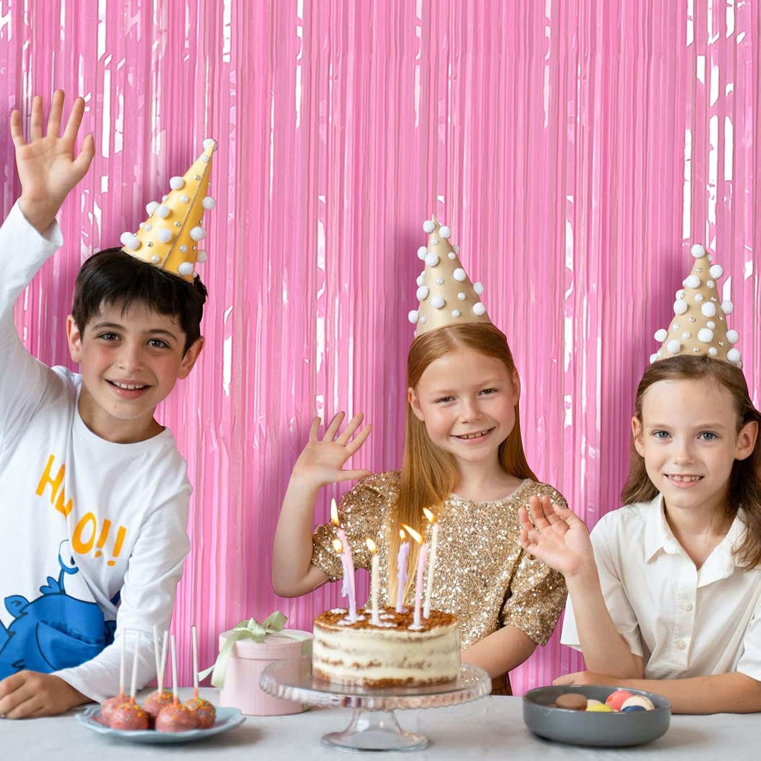 Pastel Pink Tinsel Fringe Backdrop: Birthday, Valentine's, Showers - Image 5