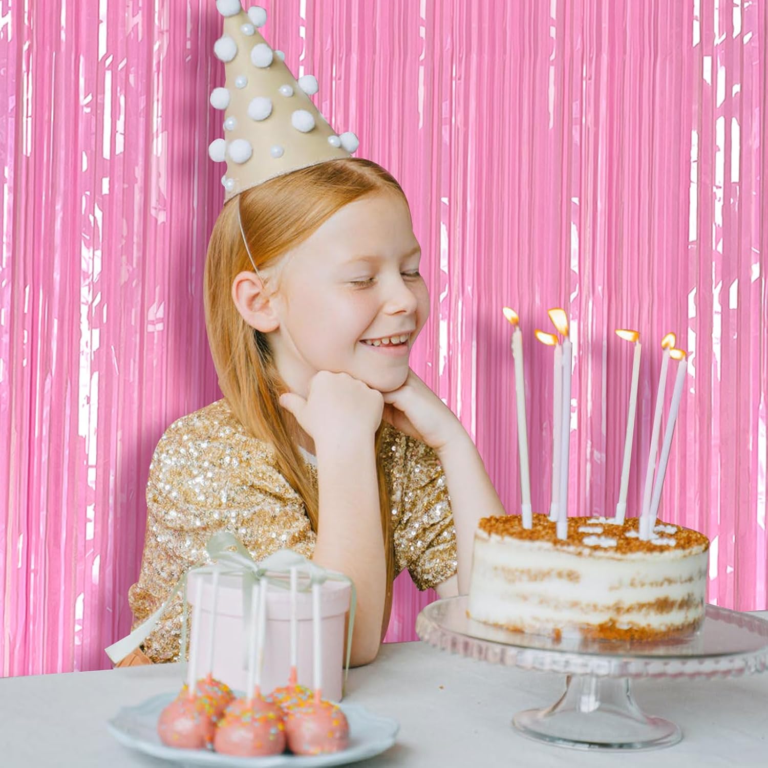 Pastel Pink Tinsel Fringe Backdrop: Birthday, Valentine's, Showers - Image 6