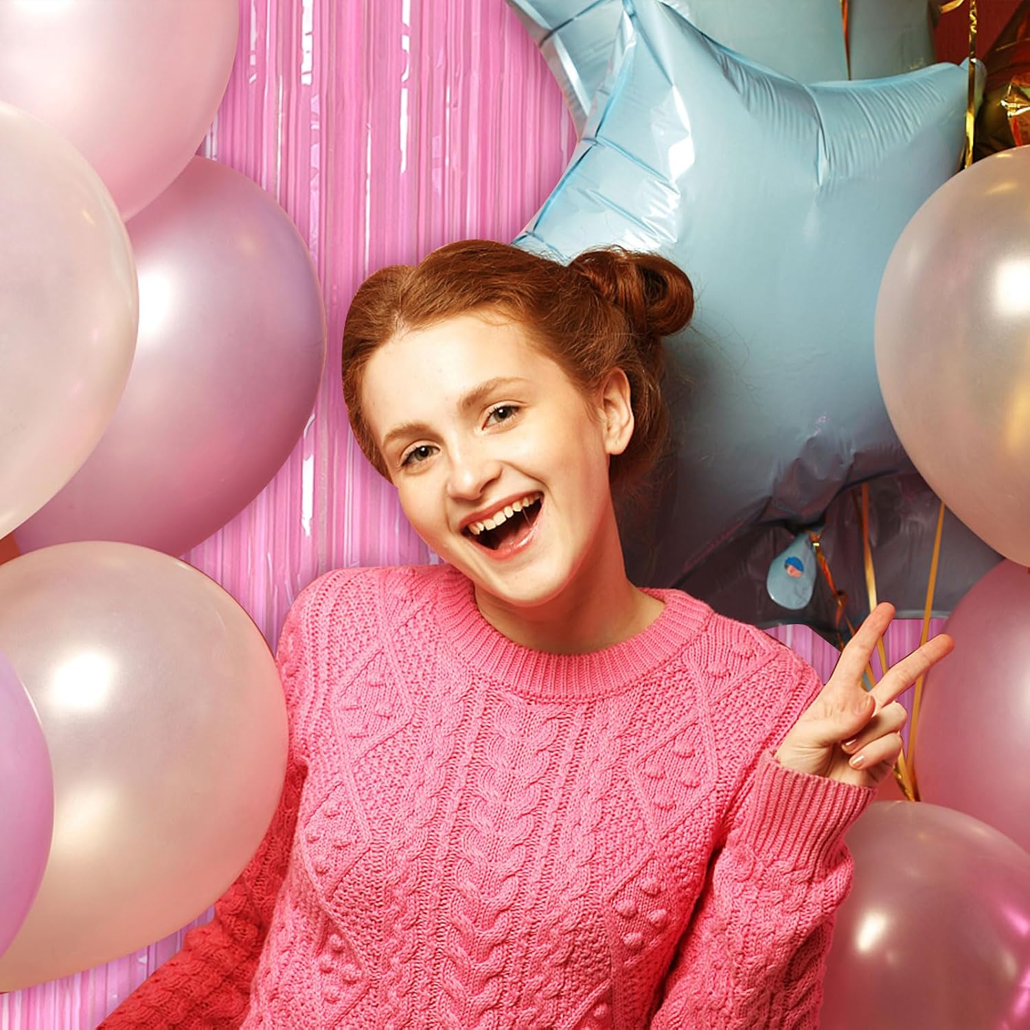 Pastel Pink Tinsel Fringe Backdrop: Birthday, Valentine's, Showers - Image 7