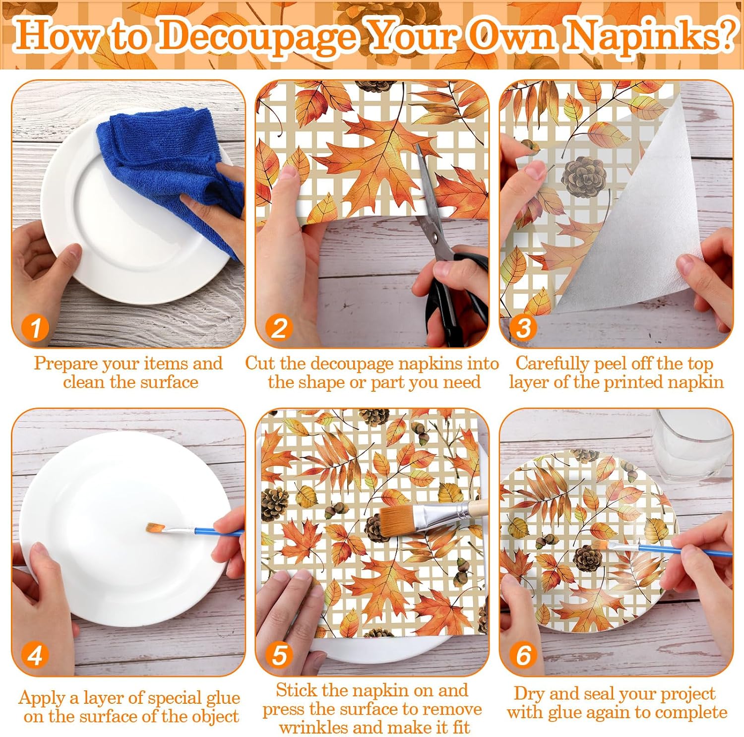 48-Pack Autumn Decoupage Napkins: Pumpkin, Highland Cow Crafts - Image 5