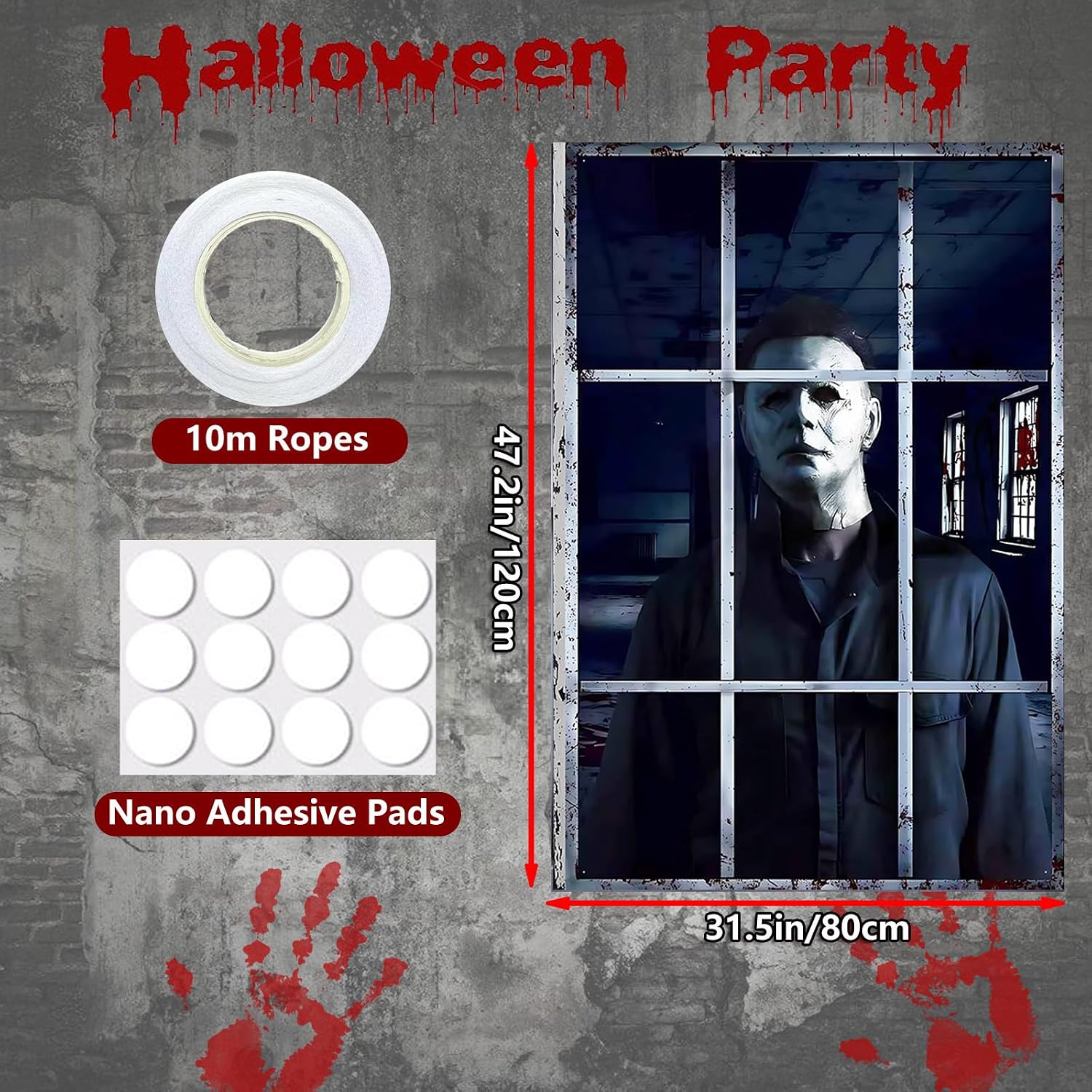 2-Pc Scary Halloween Window & Door Covers - Image 3