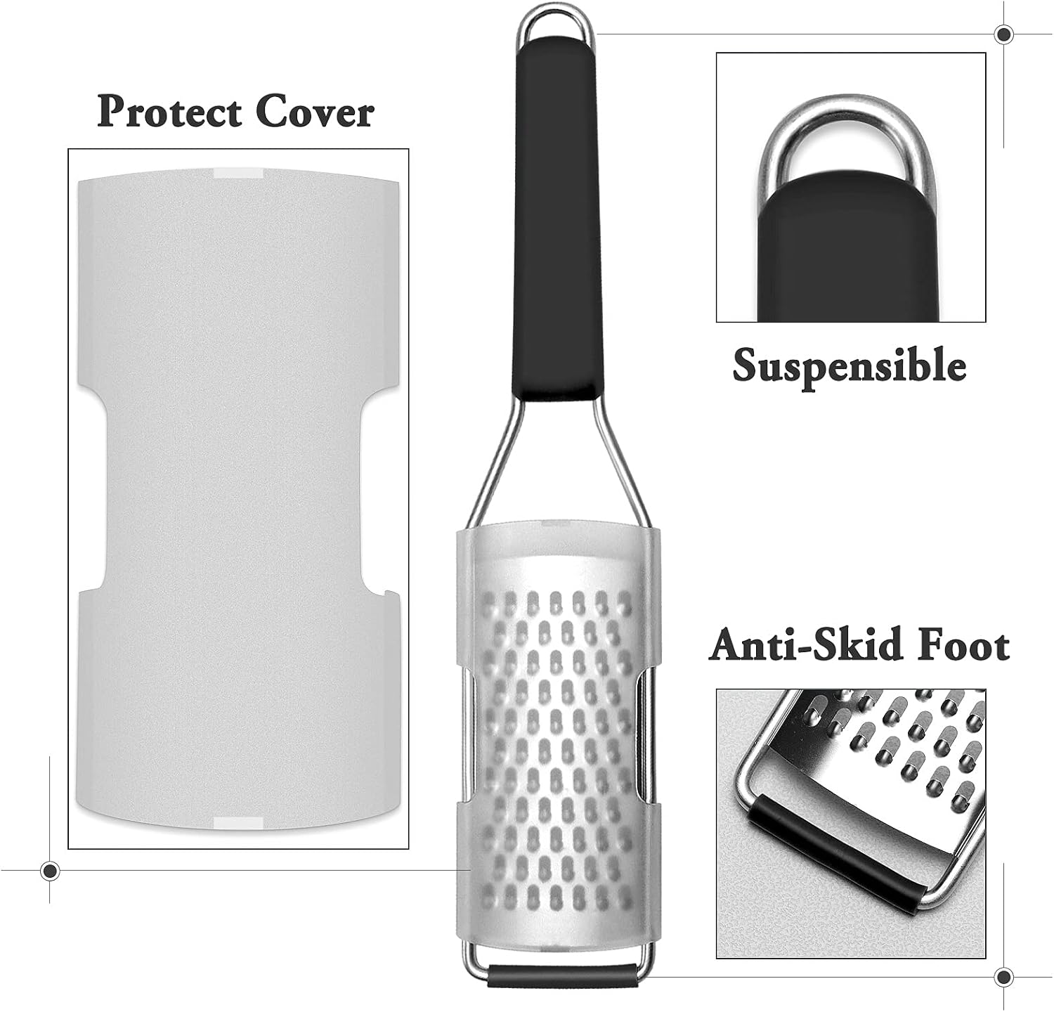 Cambom Heavy-Duty 3-Pc SS Zester Grater for Cheese, Citrus & Vegetables. - Image 6