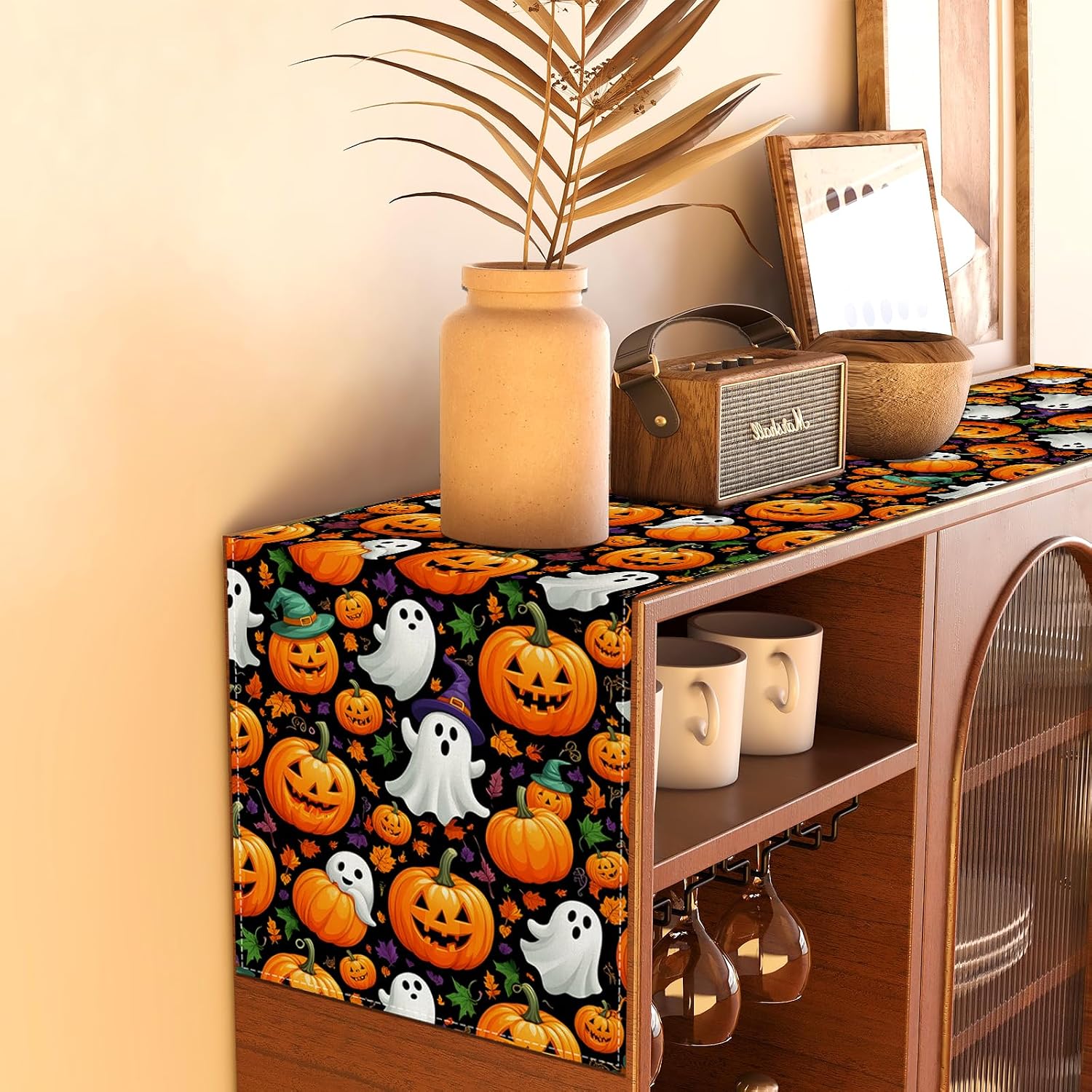 Halloween Ghost Pumpkin Table Runner for Home Decor - Image 2