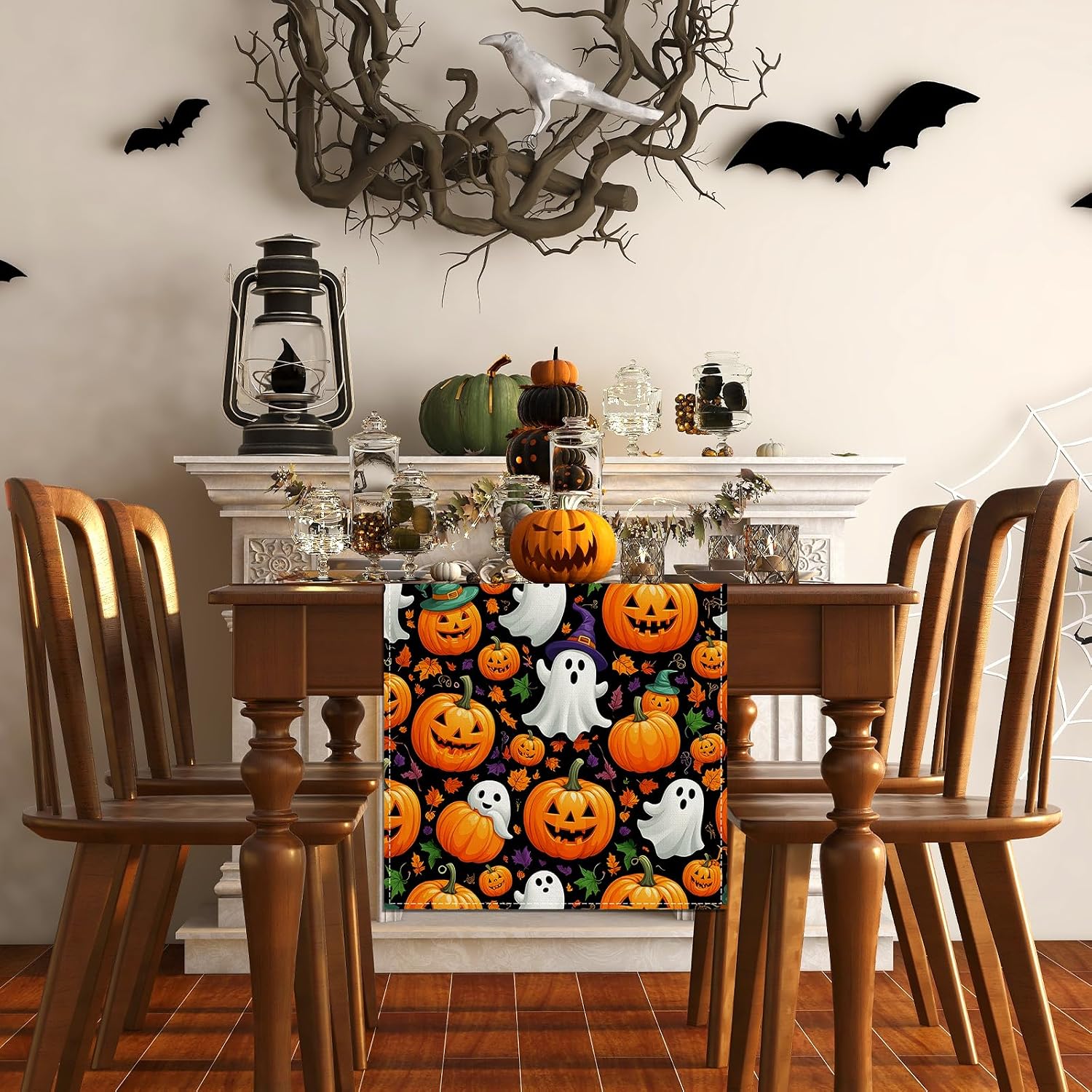 Halloween Ghost Pumpkin Table Runner for Home Decor - Image 3