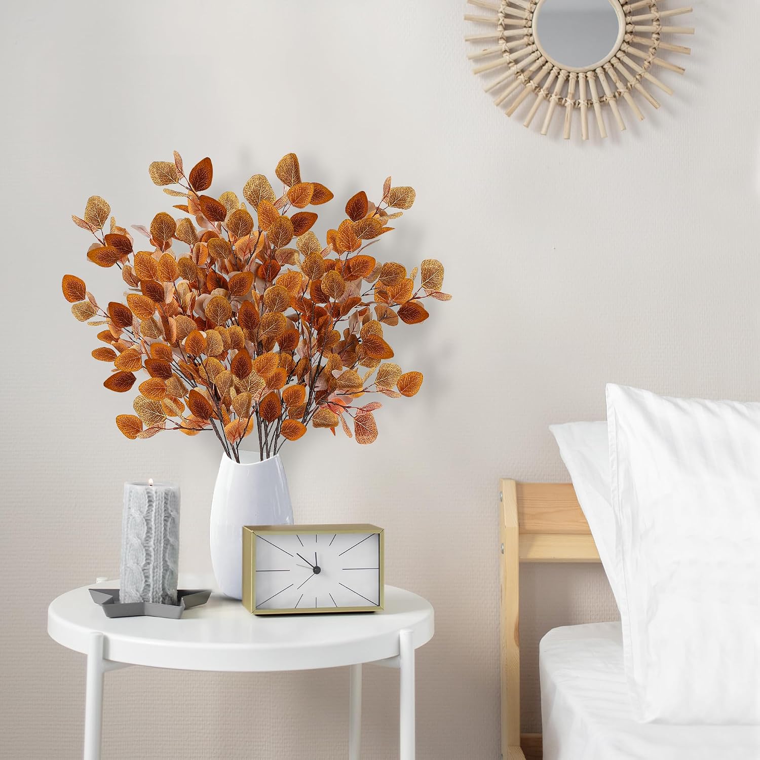 6 Pcs Mixed Fall Artificial Silver Dollar Eucalyptus Stems for Autumn Decor - Image 6