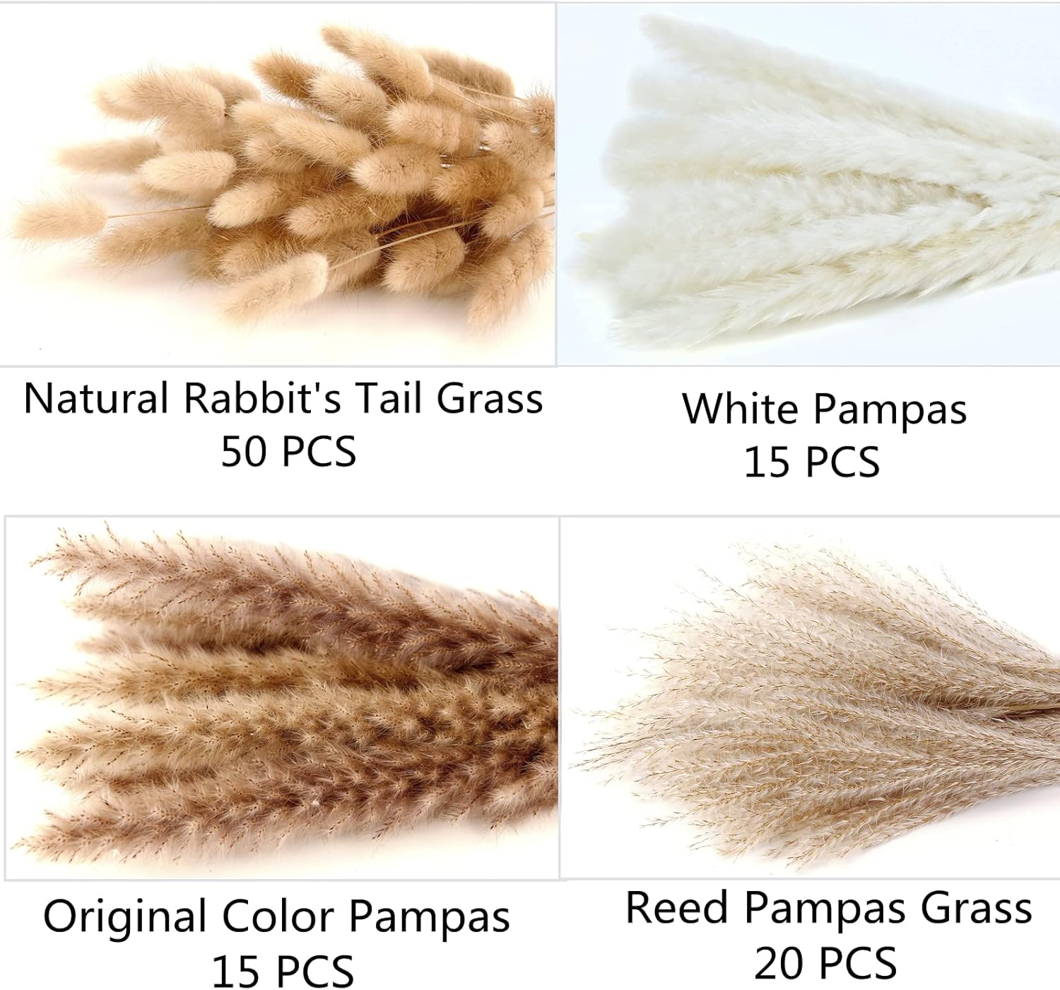 100 Stems Dried Pampas Grass & Bunny Tails Fall Boho Decor - Image 4