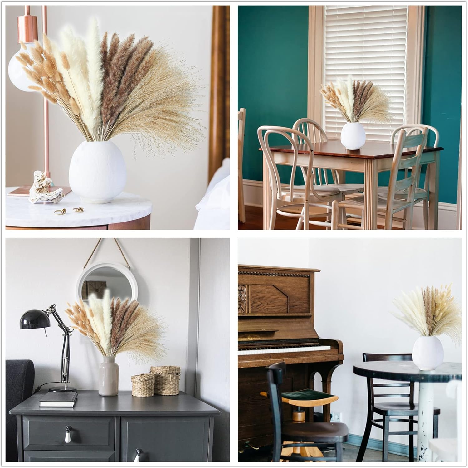 100 Stems Dried Pampas Grass & Bunny Tails Fall Boho Decor - Image 5