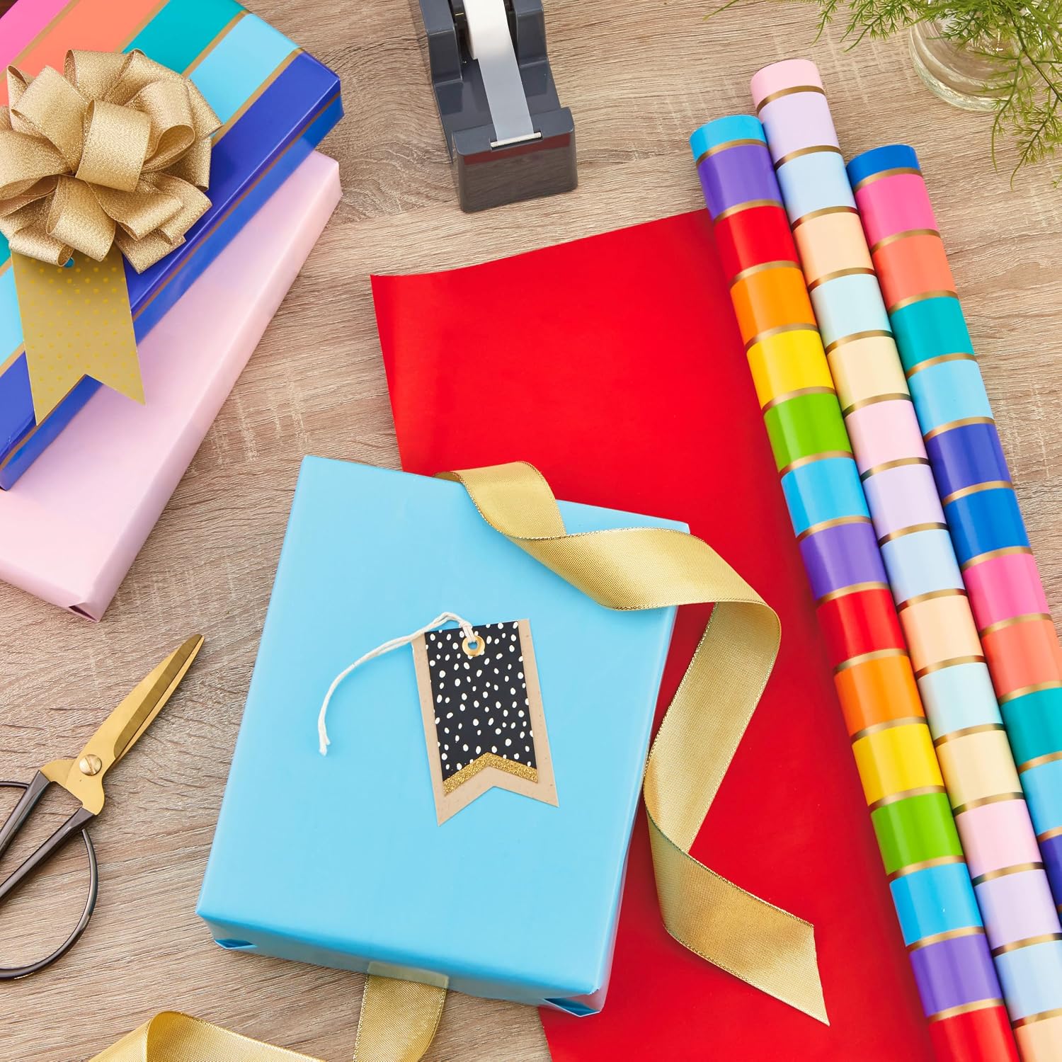 Hallmark Rainbow Striped Gift Wrap Review: Versatile 3 Reversible Rolls - Image 2